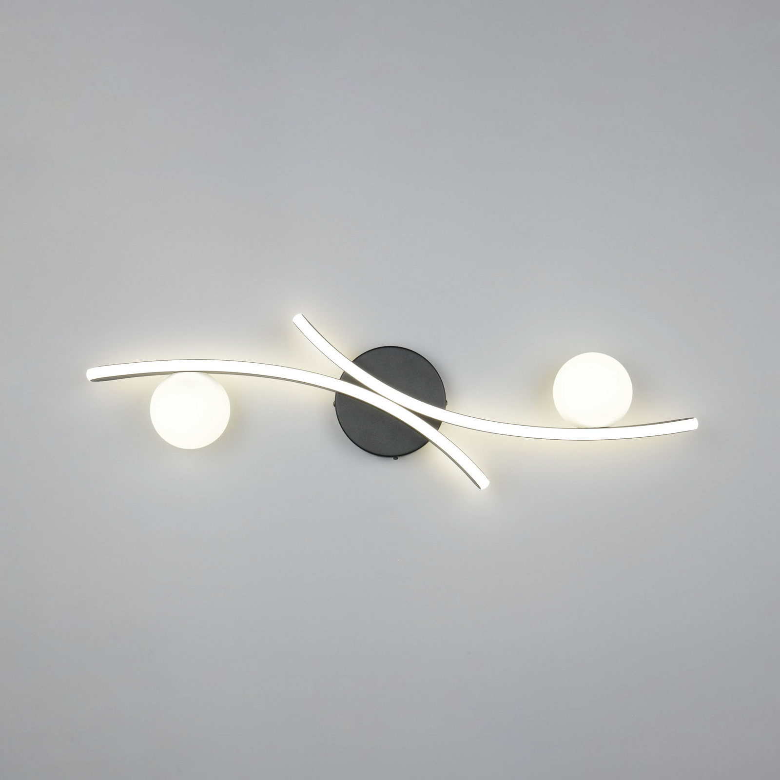 Plafoniera LED Napoli, nero opaco, lunghezza 70 cm, metallo