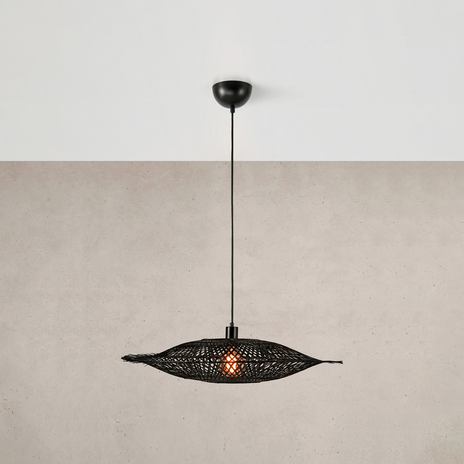 Kumo pendant light made of bamboo, black, 75 cm