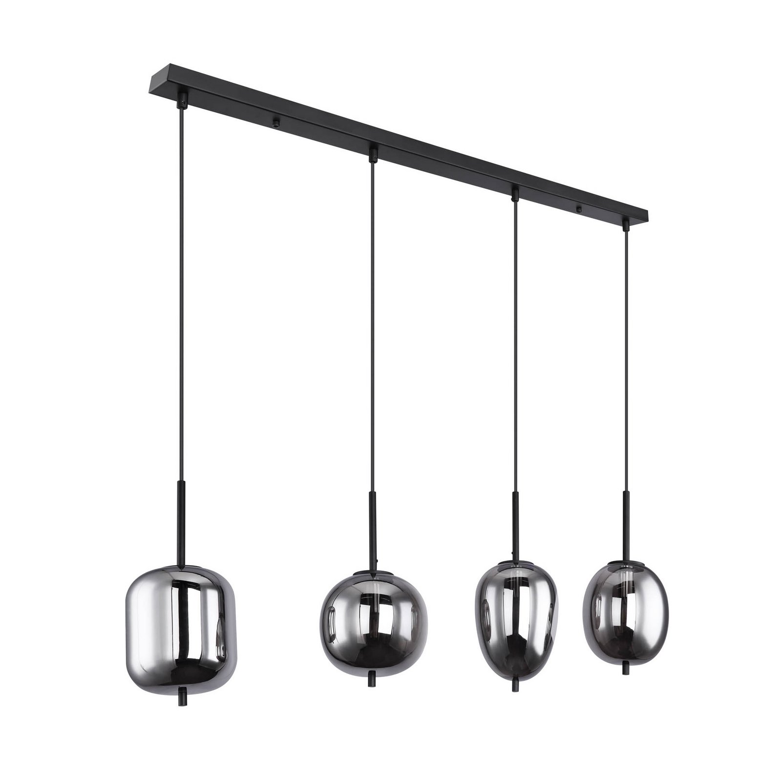 Viseća lampa Blacky, crna/dim siva, dužina 110 cm, 4 žarulje.