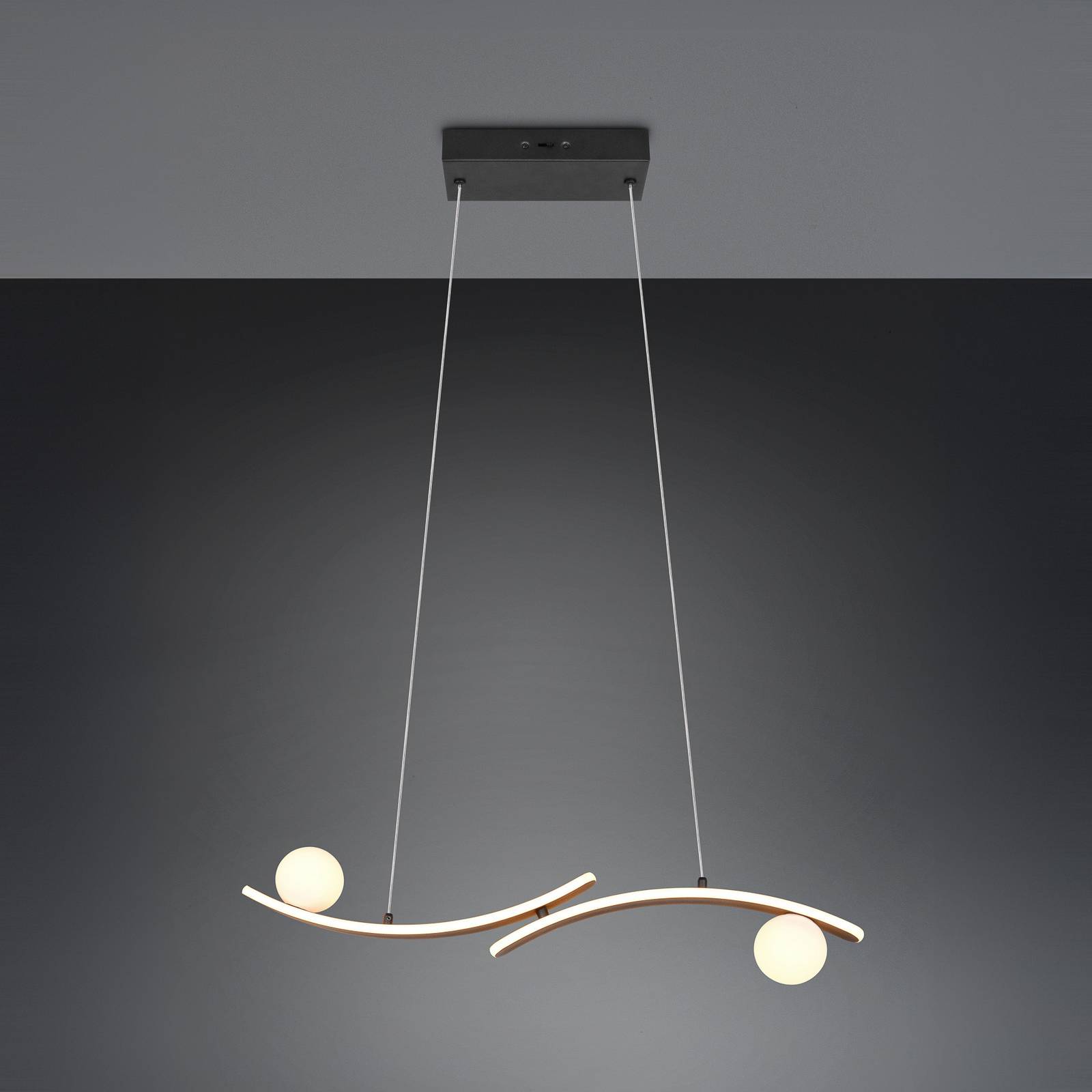Trio Lighting Suspension LED Napoli, noir mat, longueur 82 cm, métal