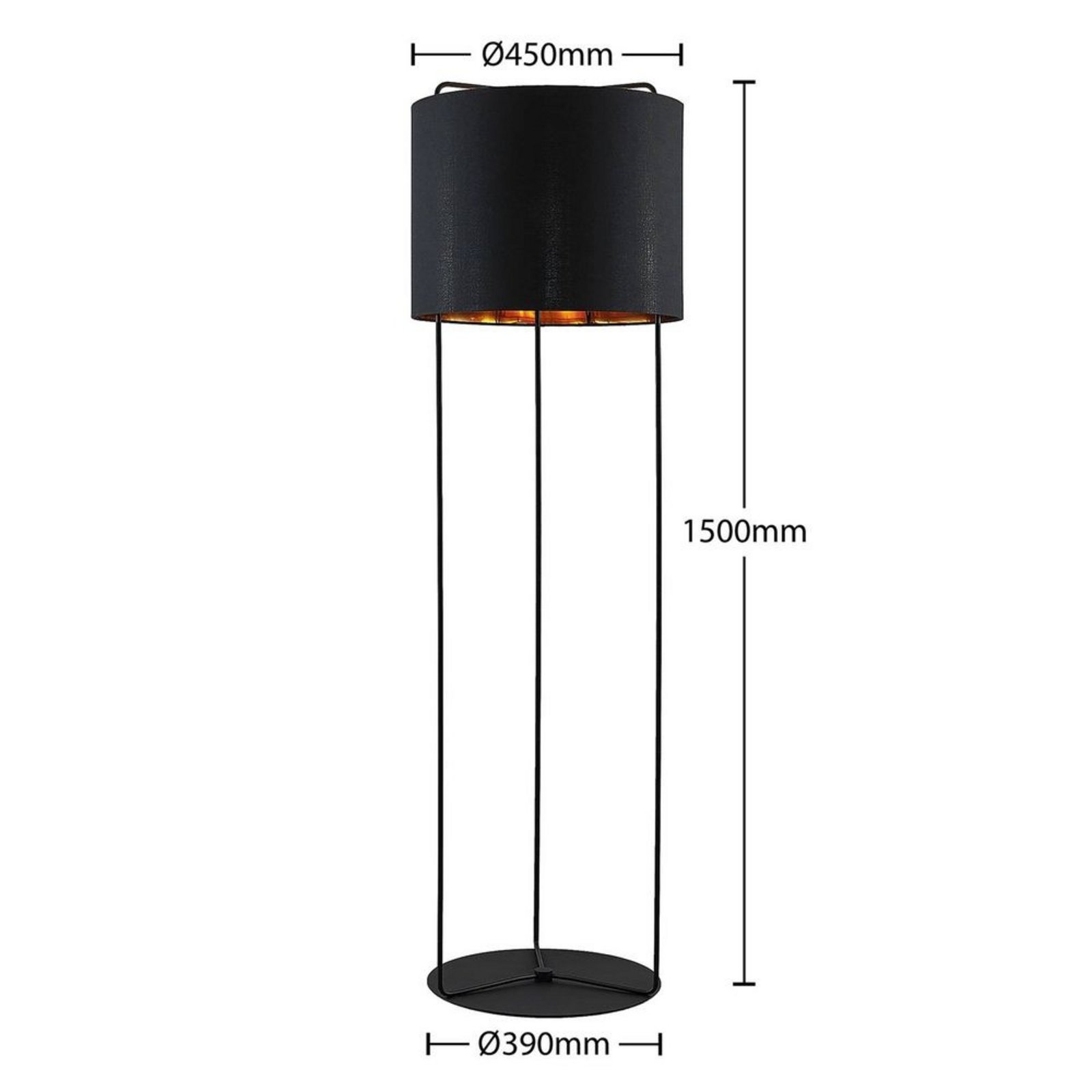 Kesta Lampadar Black/Gold - Lindby