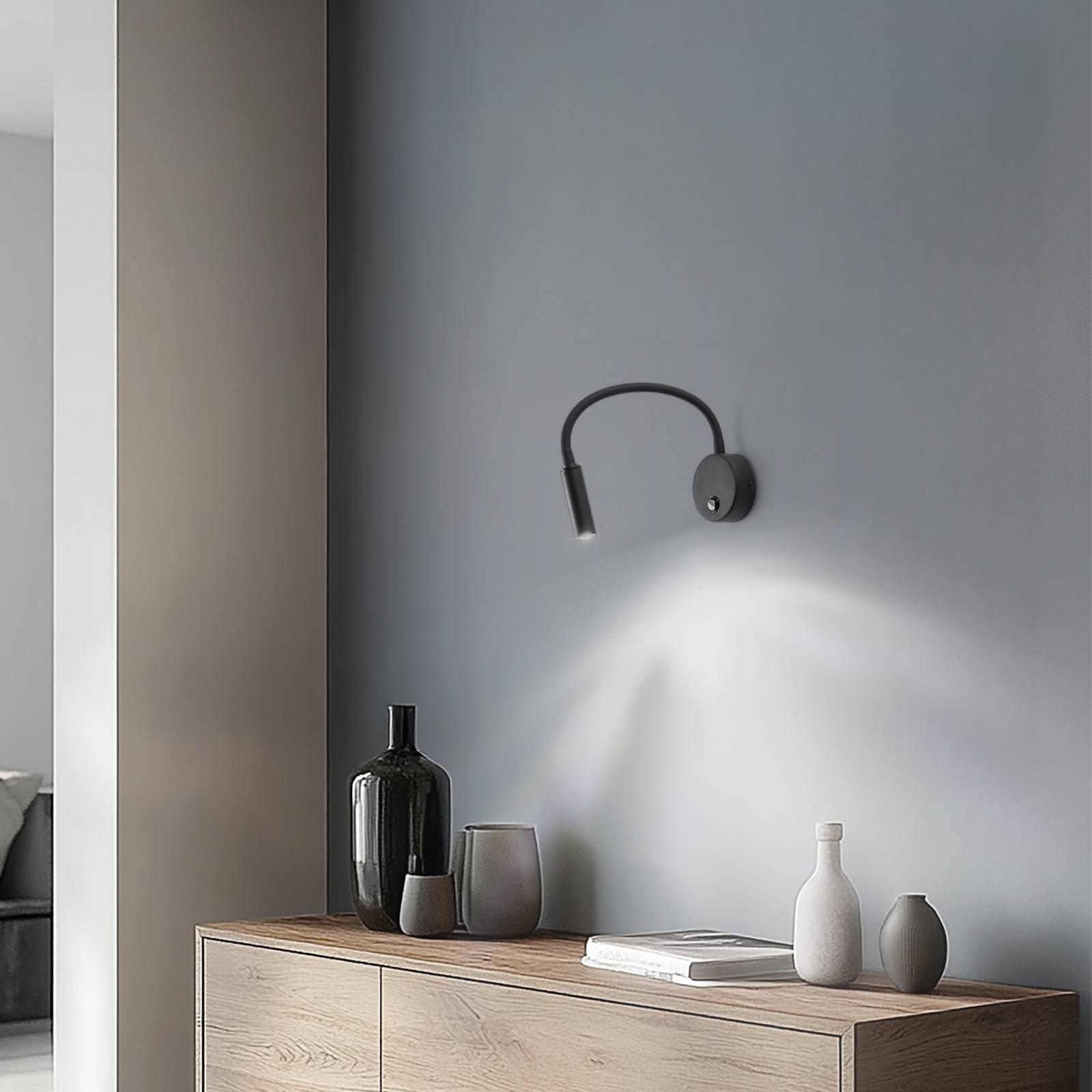 Wandlampe Lagos, 45 cm, schwarz, Leselampe, verstellbar, G9 günstig online kaufen