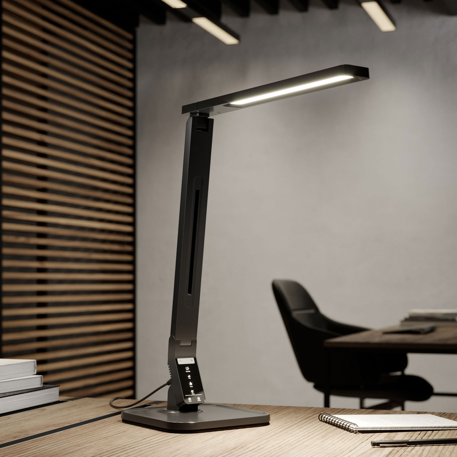 Arcchio Liano LED lampa na písací stôl, čierna