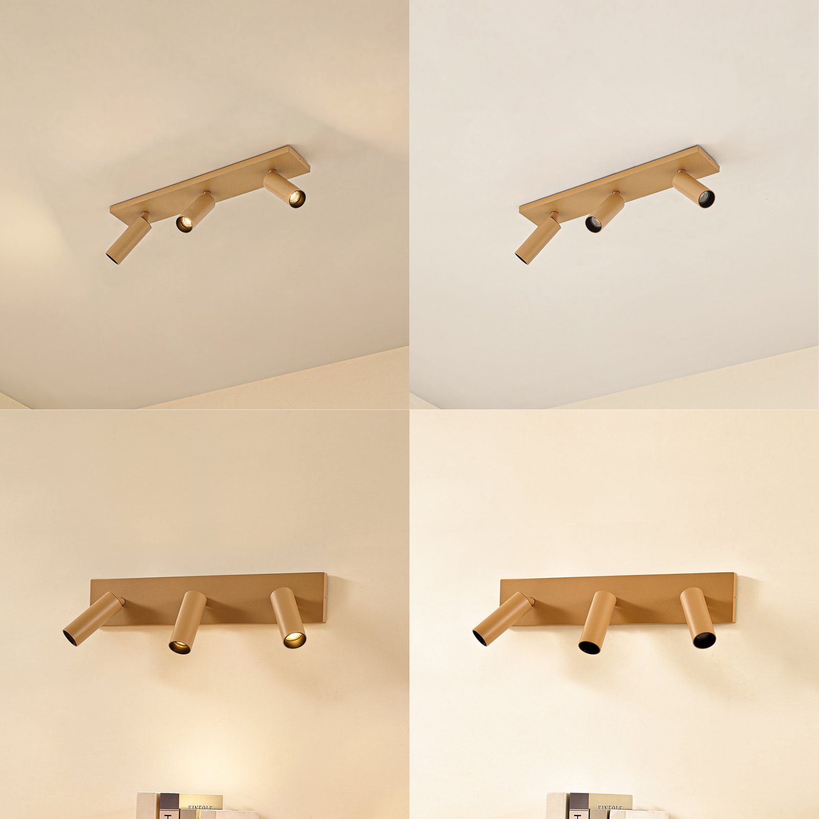 Arcchio Brinja Slim ceiling spotlight, brown, 3-bulb, GU10 MR11