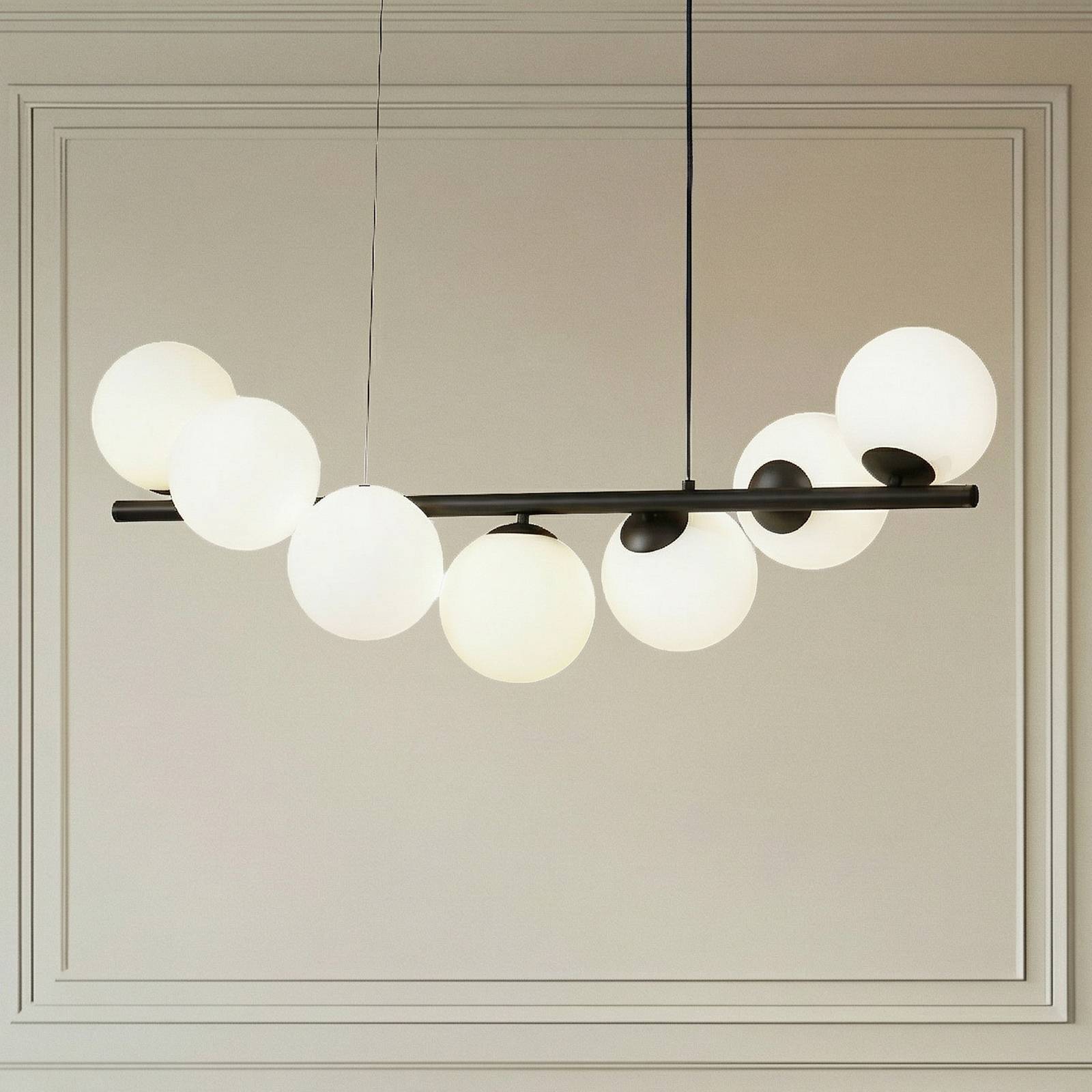 Lucande Hängeleuchte Isandro, schwarz / opal, 7-flammig günstig online kaufen