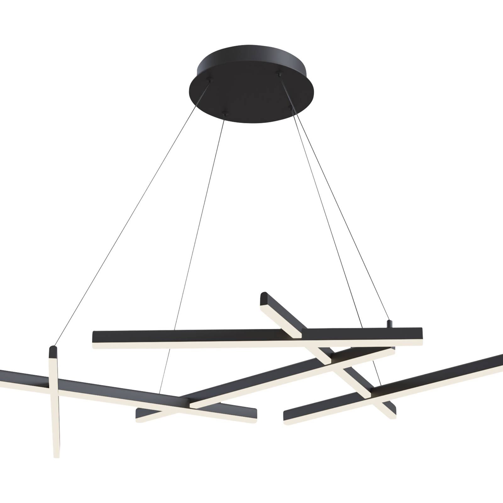 futuristische LED Pendelleuchte Line schwarz 80W Metall Acryl