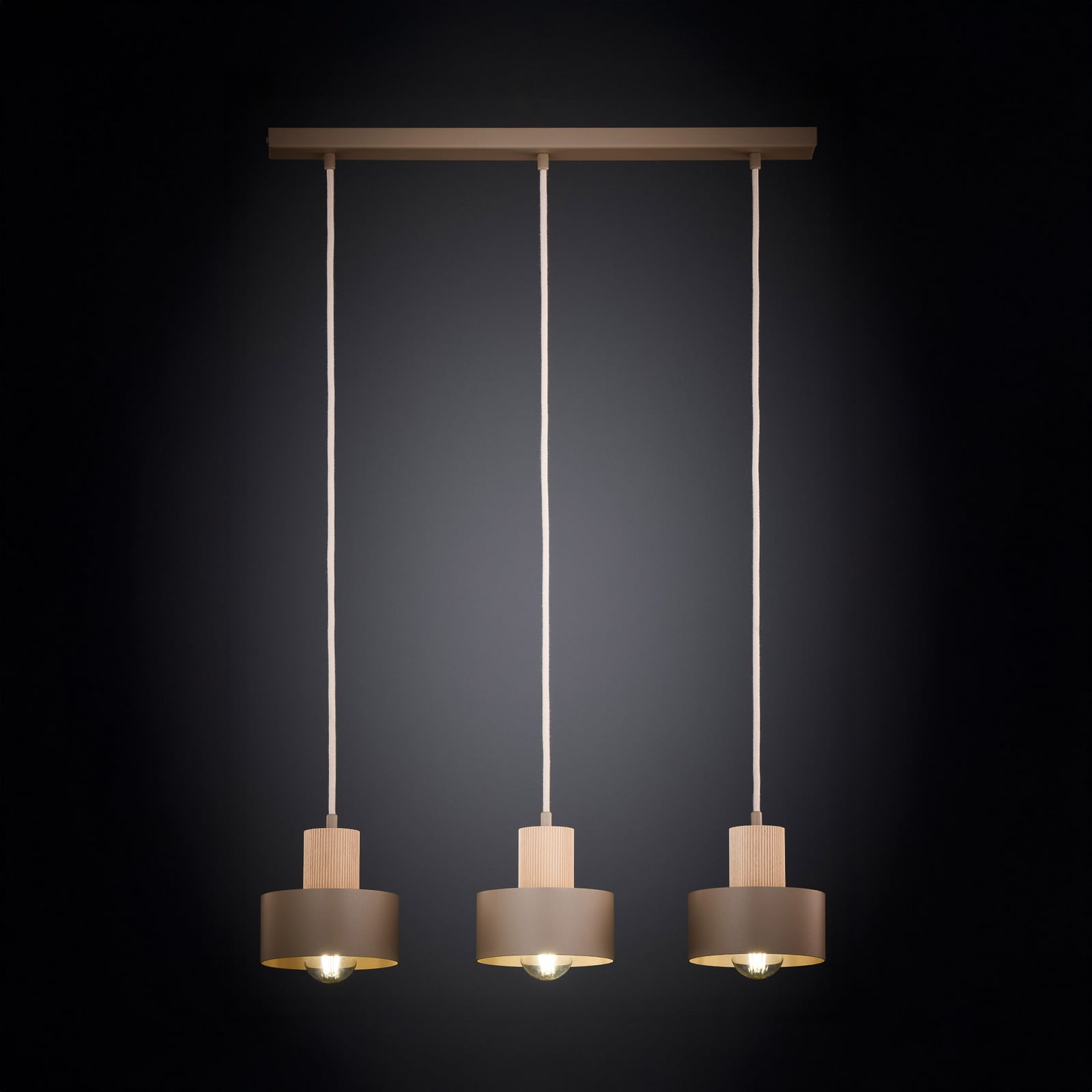 Hängeleuchte Rif Wood, beige/buche, Länge 67 cm, dreiflammig Hängeleuchte Rif Wood, beige/buche, Länge 67 cm, dreiflammig