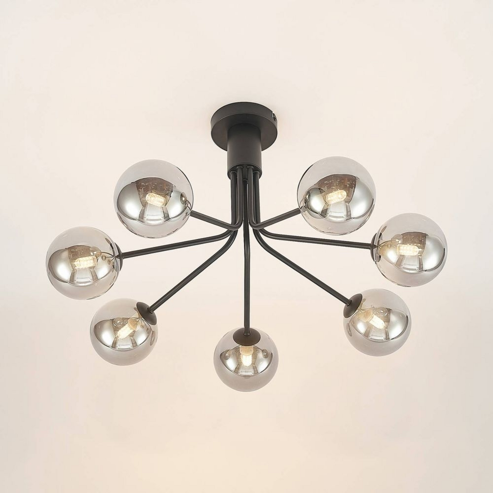 Wynina 7 Ceiling Lamp Black/Smoke - Lucande