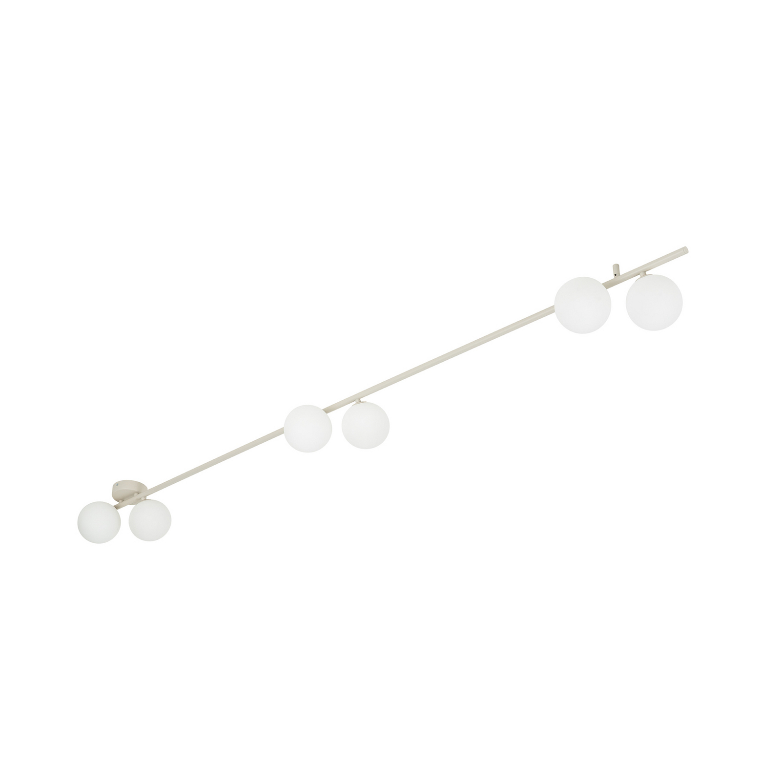 Plafonnier Imelo, crème, à 6 lampes, verre, longueur 200 cm