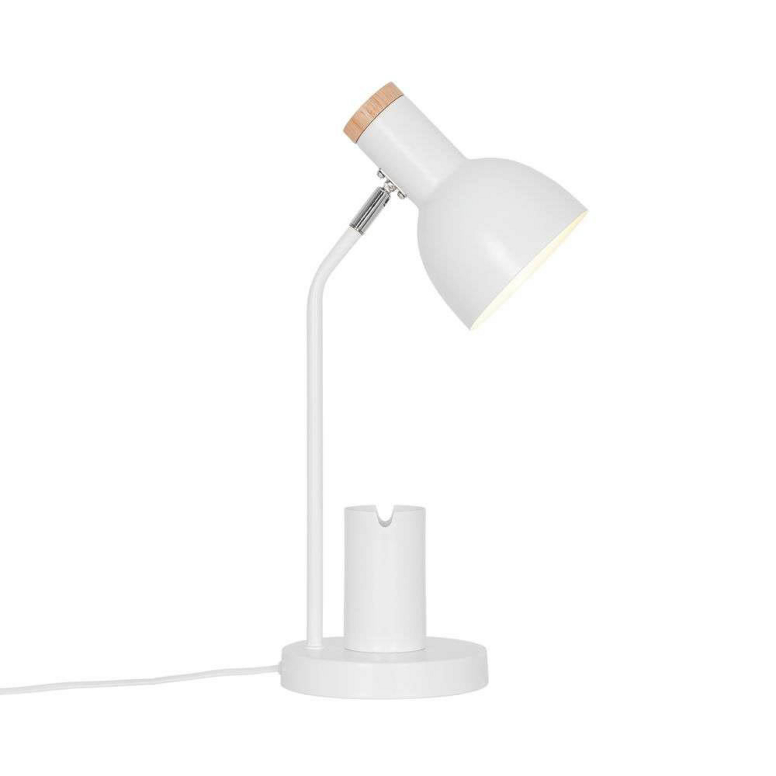 Stolna lampa Devone, bijela, visina 43 cm, metalna