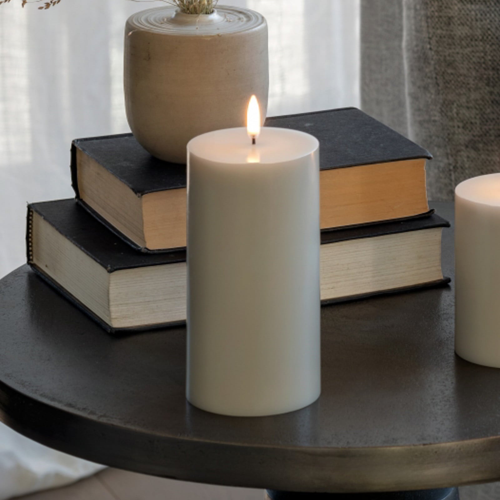 PILLAR LED-stearinlys, lysegrå Højde 15 cm Voks Uyuni Lighting - Stue - Andet - Med én lyskilde