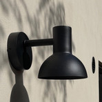 Nubi LED outdoor wall light, black, IP44, dimmable, steel