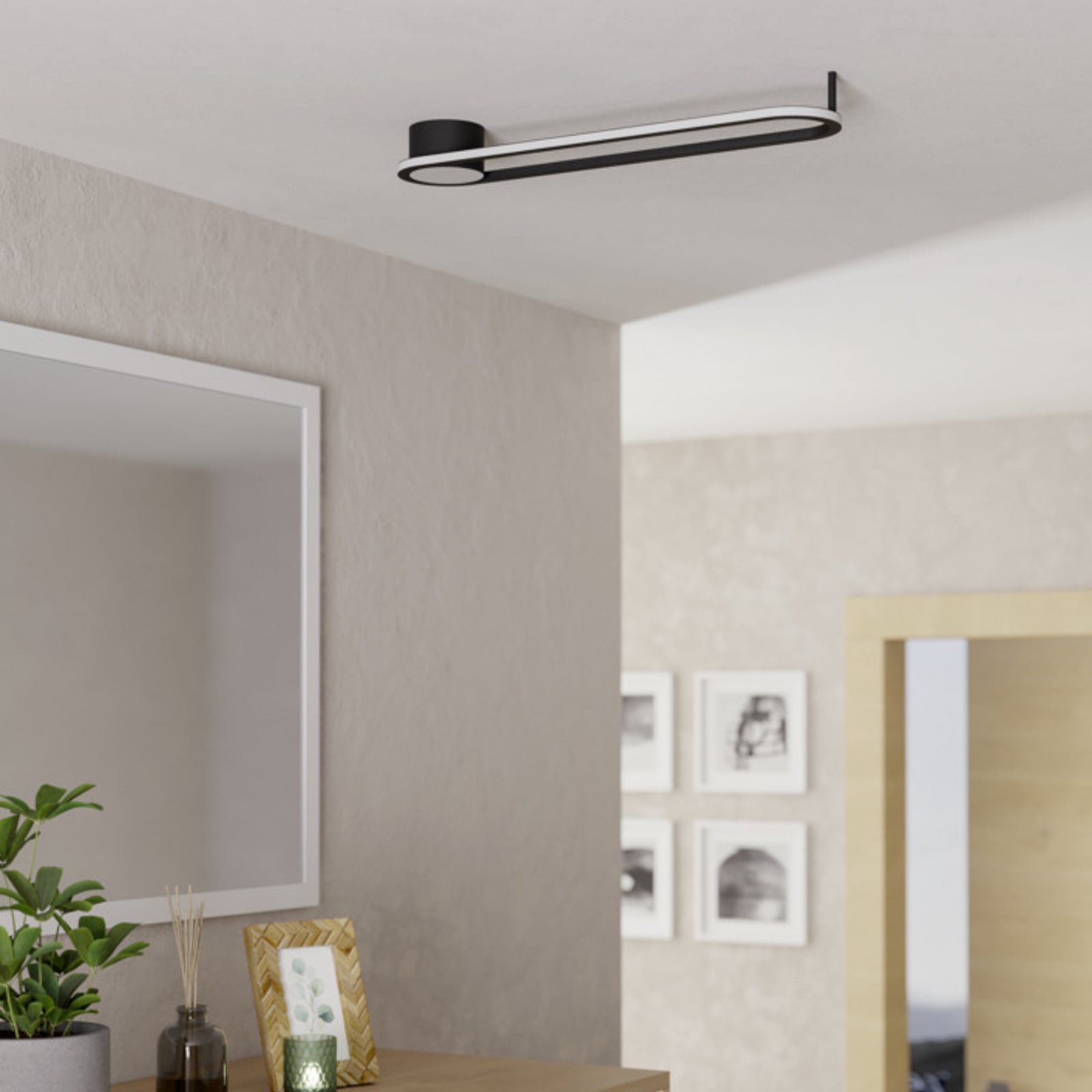 Plafonnier LED EGLO COLLECORVINO, noir, longueur 50 cm, CCT Plafonnier LED EGLO COLLECORVINO, noir, longueur 50 cm, CCT