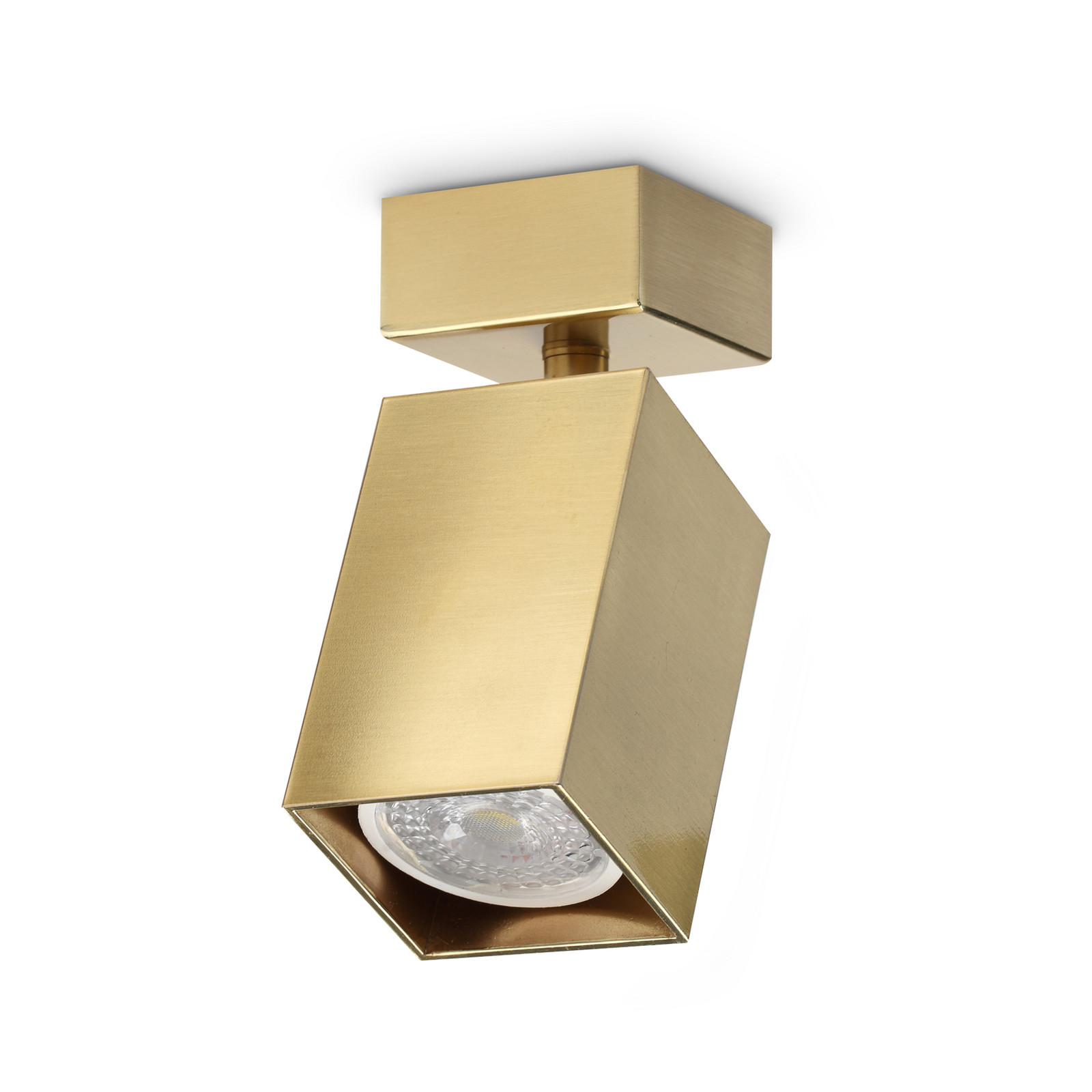 IDEAL LUX stropni reflektor Dynamite Square, medenina, dolžina 5,7 cm - Dnevna soba / jedilnica - Sodobni - Kovina