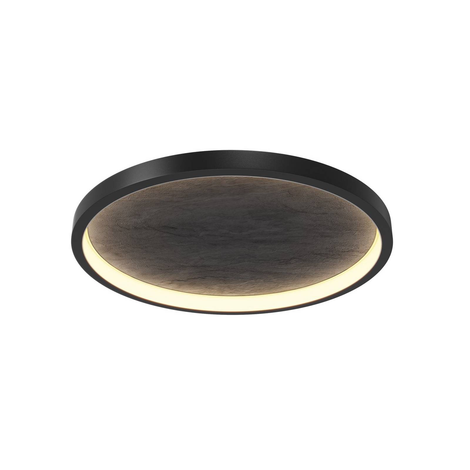 LED-Deckenleuchte Orign, Ø 60 cm, schwarz, Metall/Stein