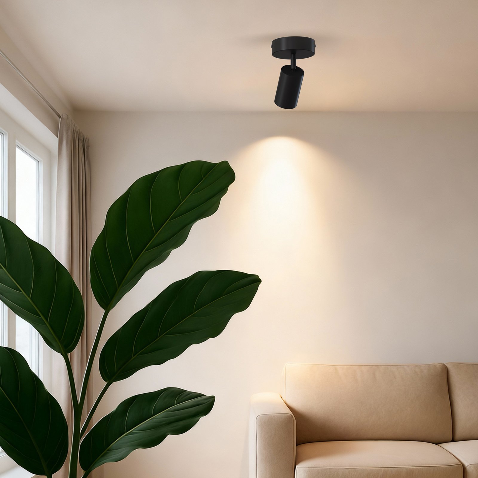 Calex GU10 downlight, black, Ø 10 cm, 1-bulb, metal