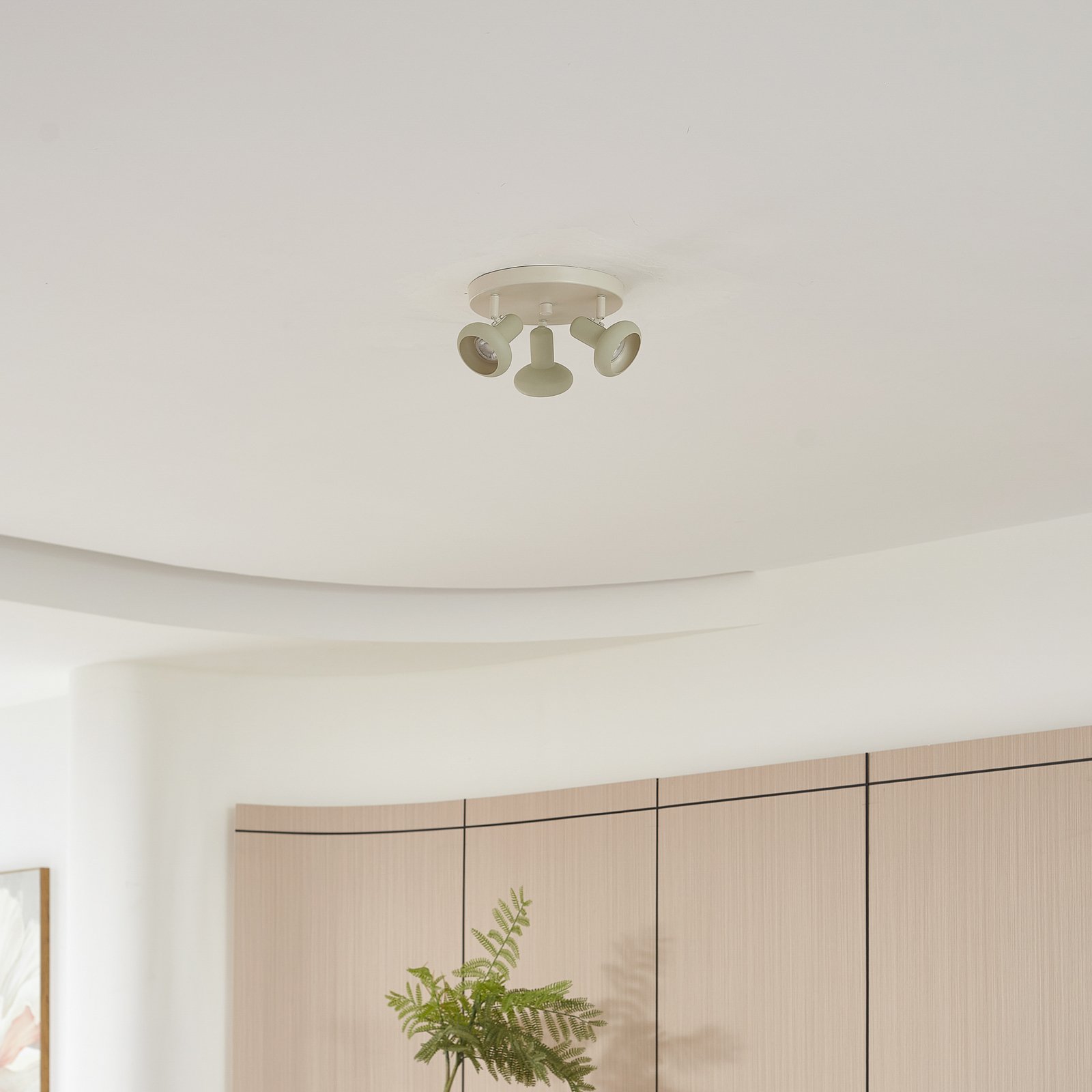 Huby 3 Lámpara de Techo Beige/Claro Verde - Lindby