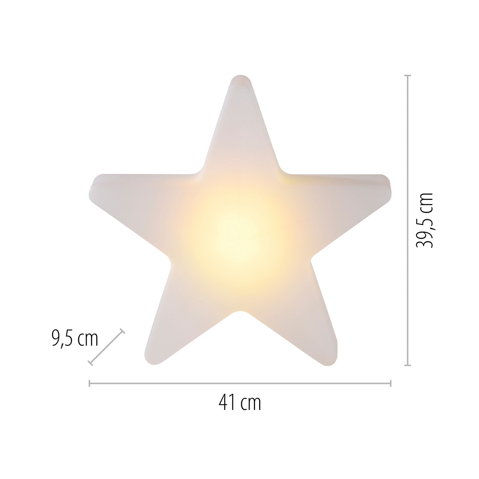 Star LED rechargeable decorative light, H 39.5 cm, IP44, white, RGBW Star LED rechargeable decorative light, H 39.5 cm, IP44, white, RGBW