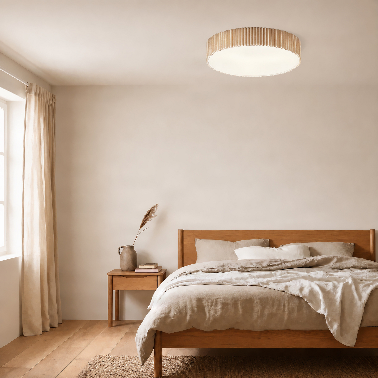 Lindby taklampe Zoey, Ø 52 cm, beige, lin Lindby taklampe Zoey, Ø 52 cm, beige, lin