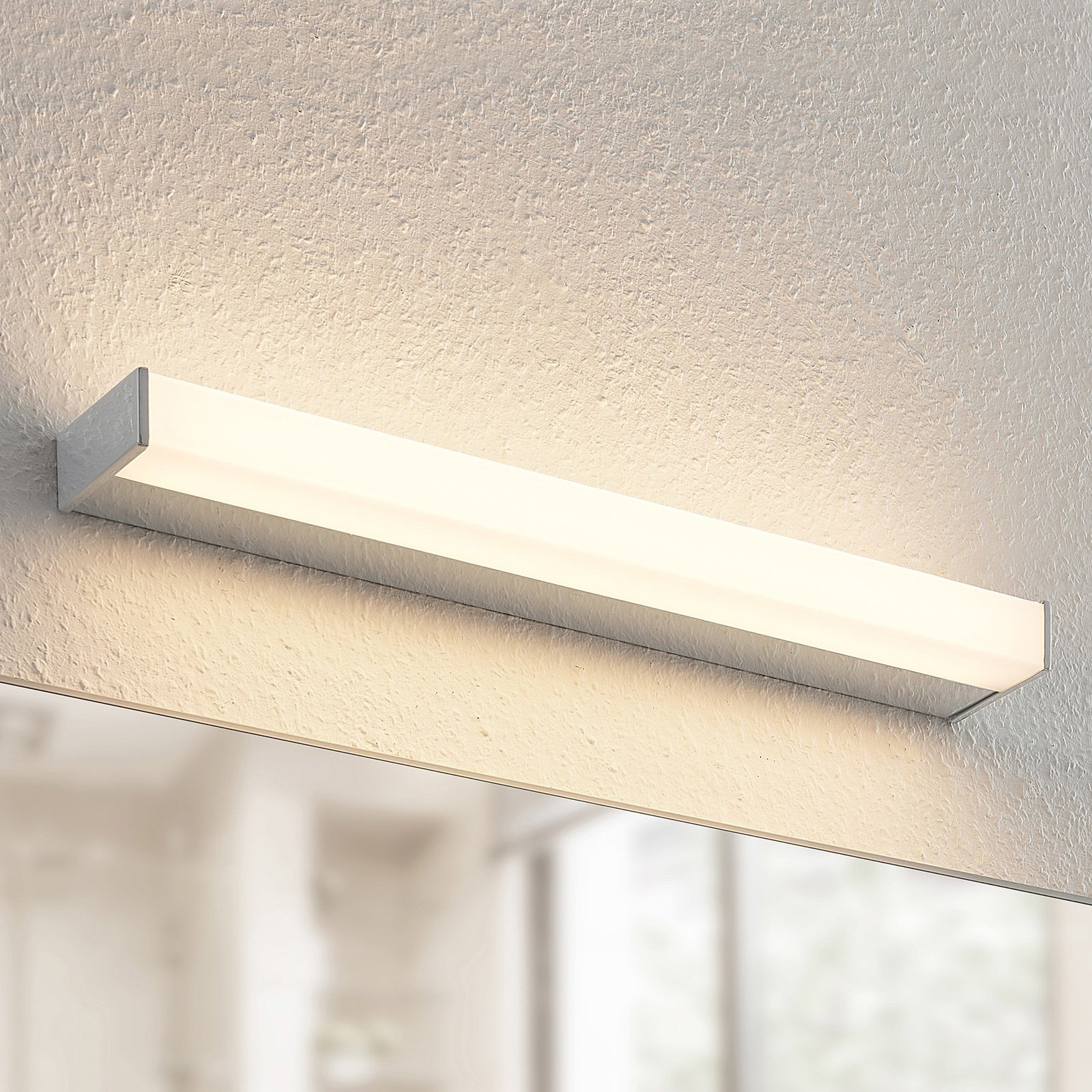 Arcchio Djamal LED wall lamp, IP44, chrome, 53 cm, for Bathroom, aluminium, iron, acrylic, 12 W, energy efficiency: A+, W: 53.4 cm, H: 3.9 cm