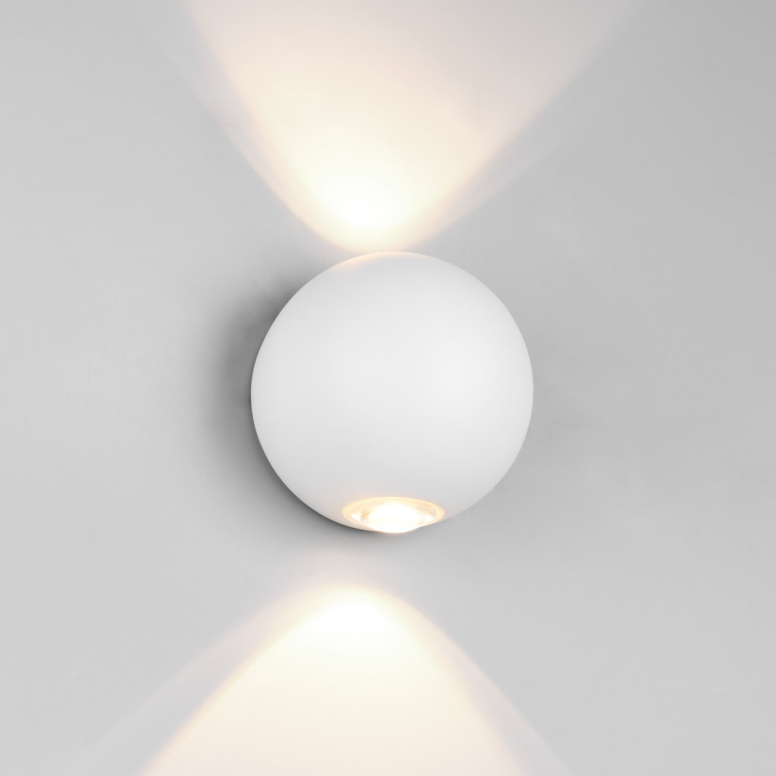 LED utomhusvägglampa Avisio, matt vit, 2-ljus, halvcirkelformad