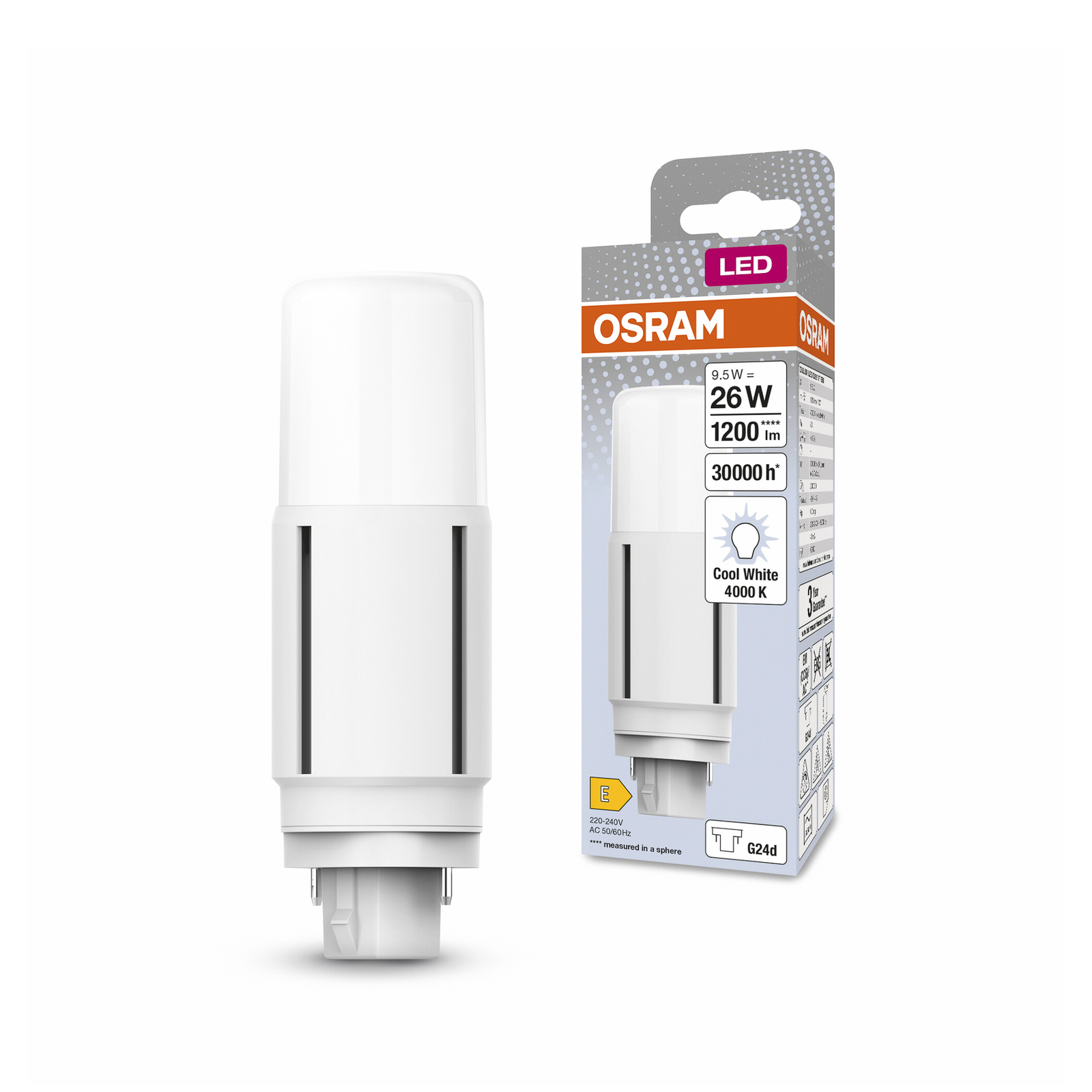 OSRAM Dulux LED-lampa G24d D26 VT EM/AC 9,5W 840