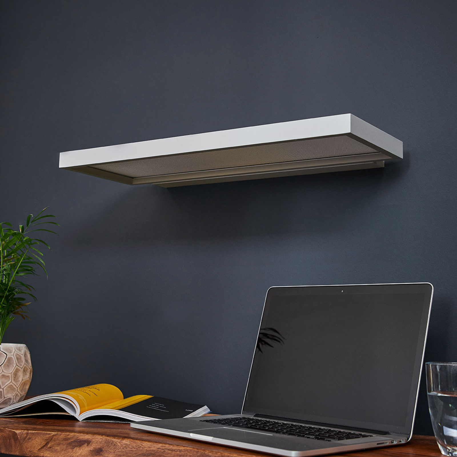 LED-vegglampe til kontor Rick, grå, universalhvit