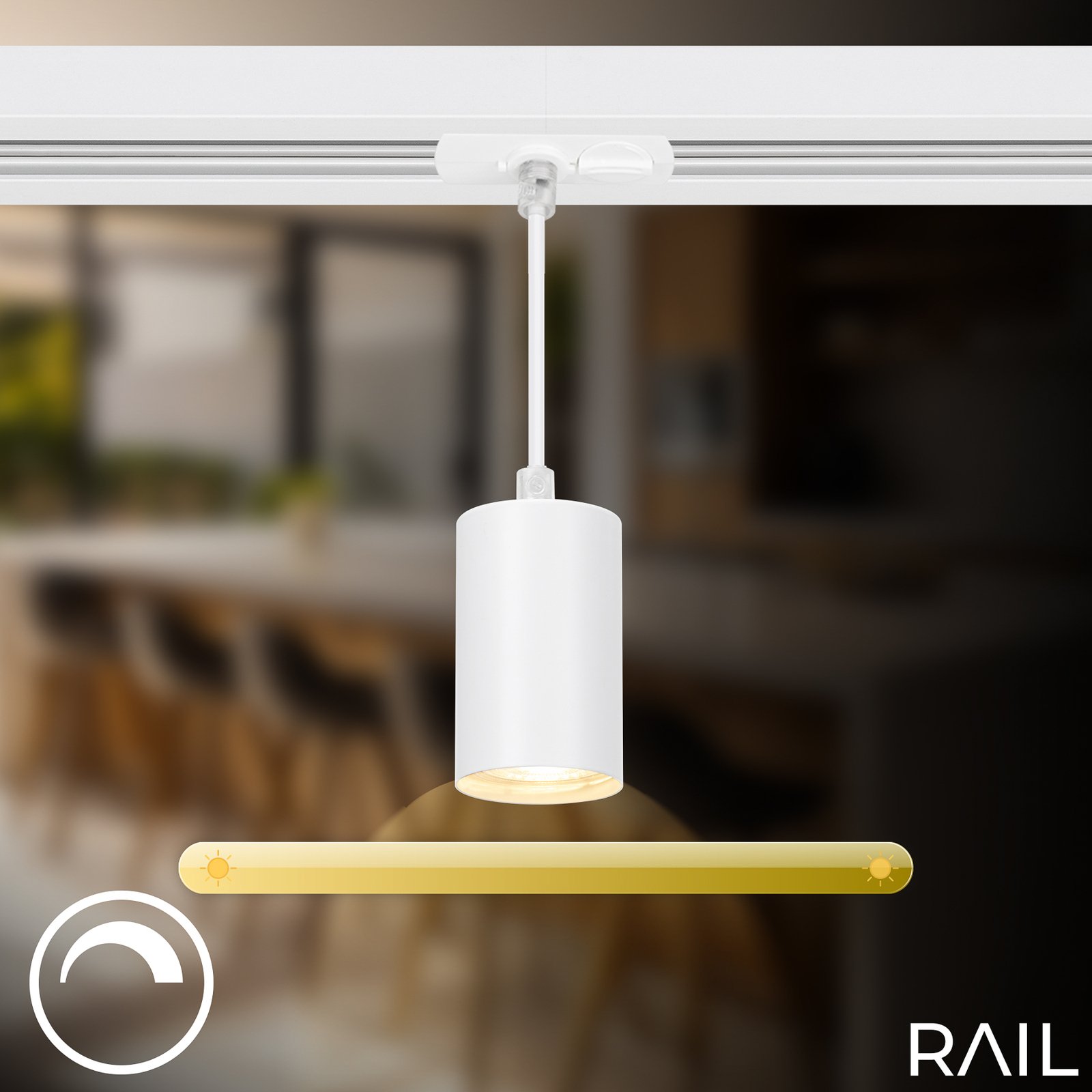 Schienensystem RAIL 230 V, weiß, 4 Pendel, Länge 1,5 m