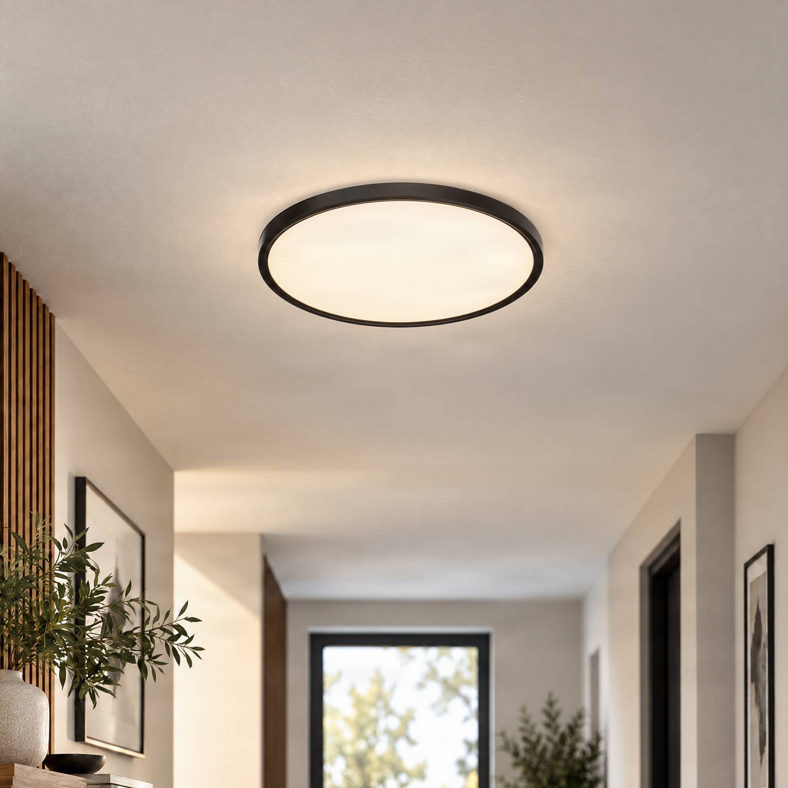 Lindby Smart LED plafondlamp Pravin, Ø 50 cm, CCT, zwart