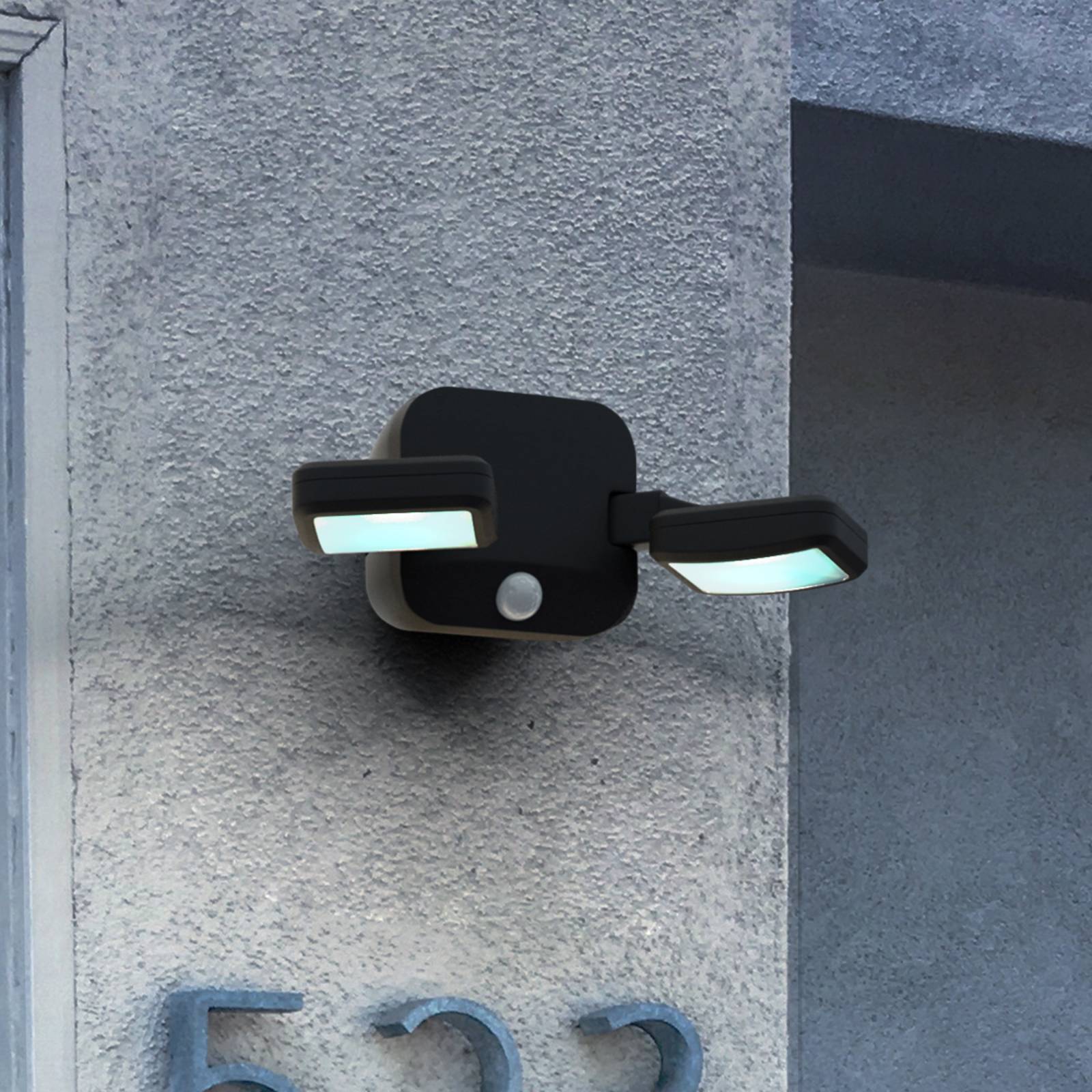 Osram Led Outdoor Wall Spotlight Double, Black, 2-Bulb, Battery