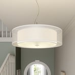 Lindby candeeiro suspenso Pikka, branco, têxtil, Ø 50 cm, E27