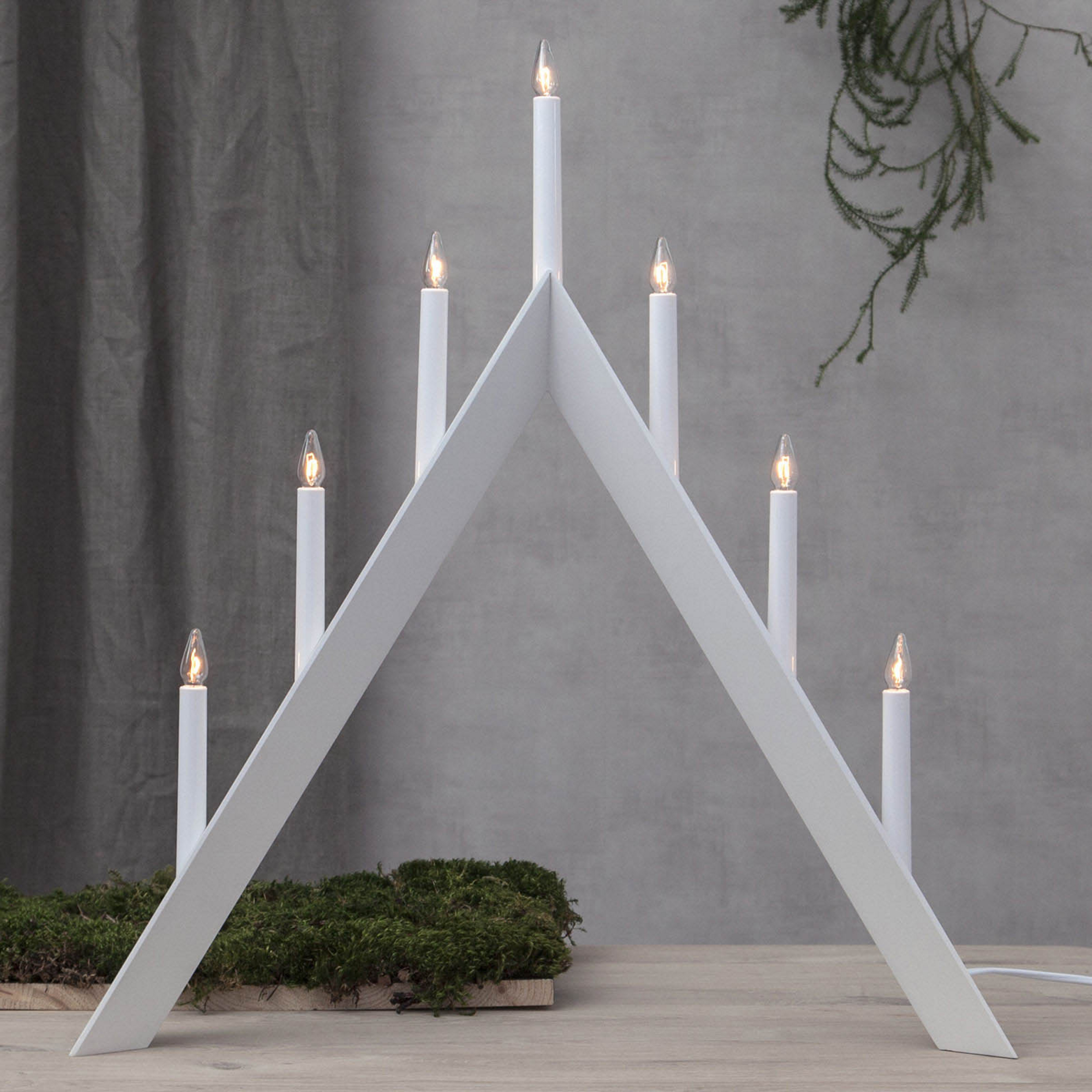 Chandelier Arrow, pointu, 7 flammes, blanc