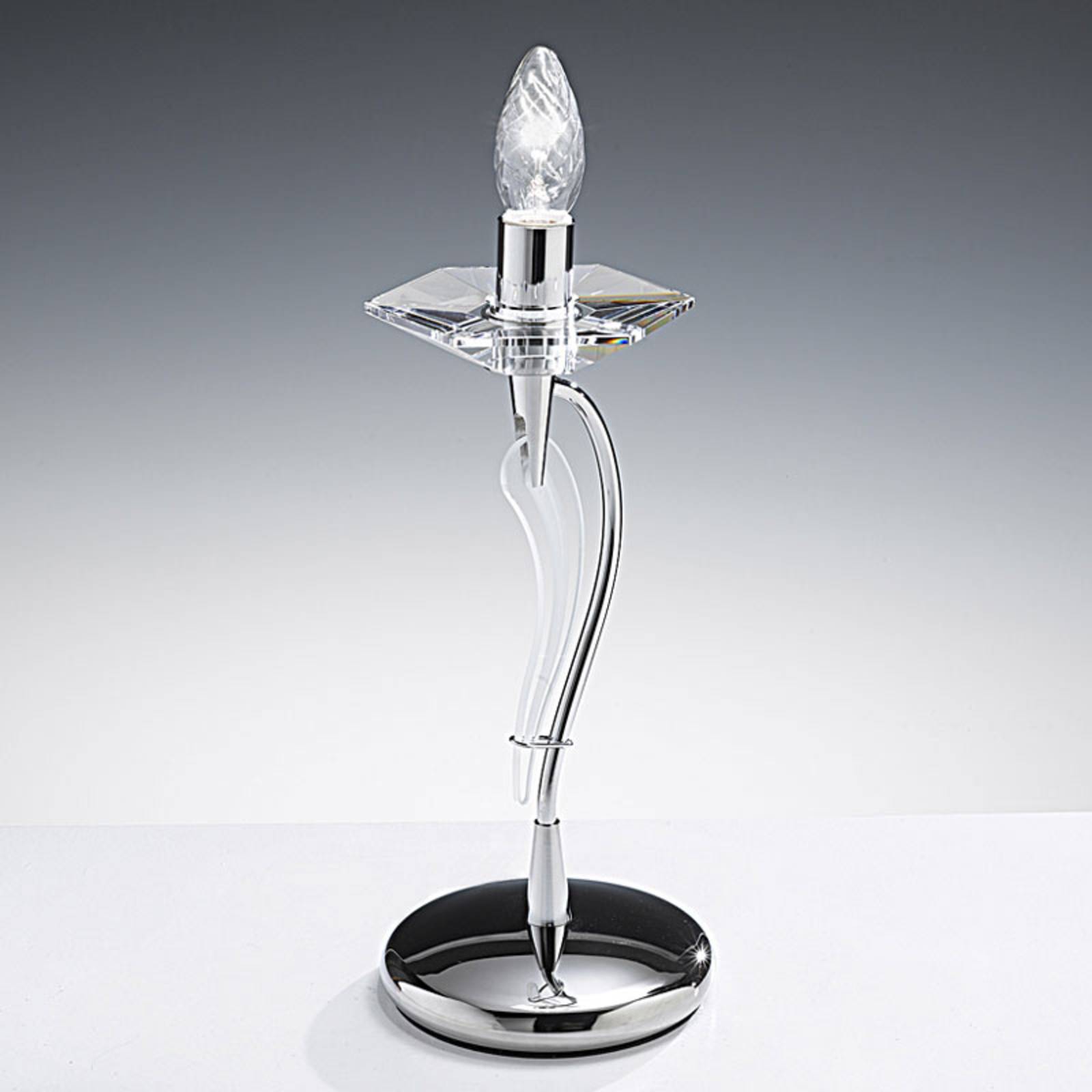 Metallux Bordlampe Icaro med krystallglass krom