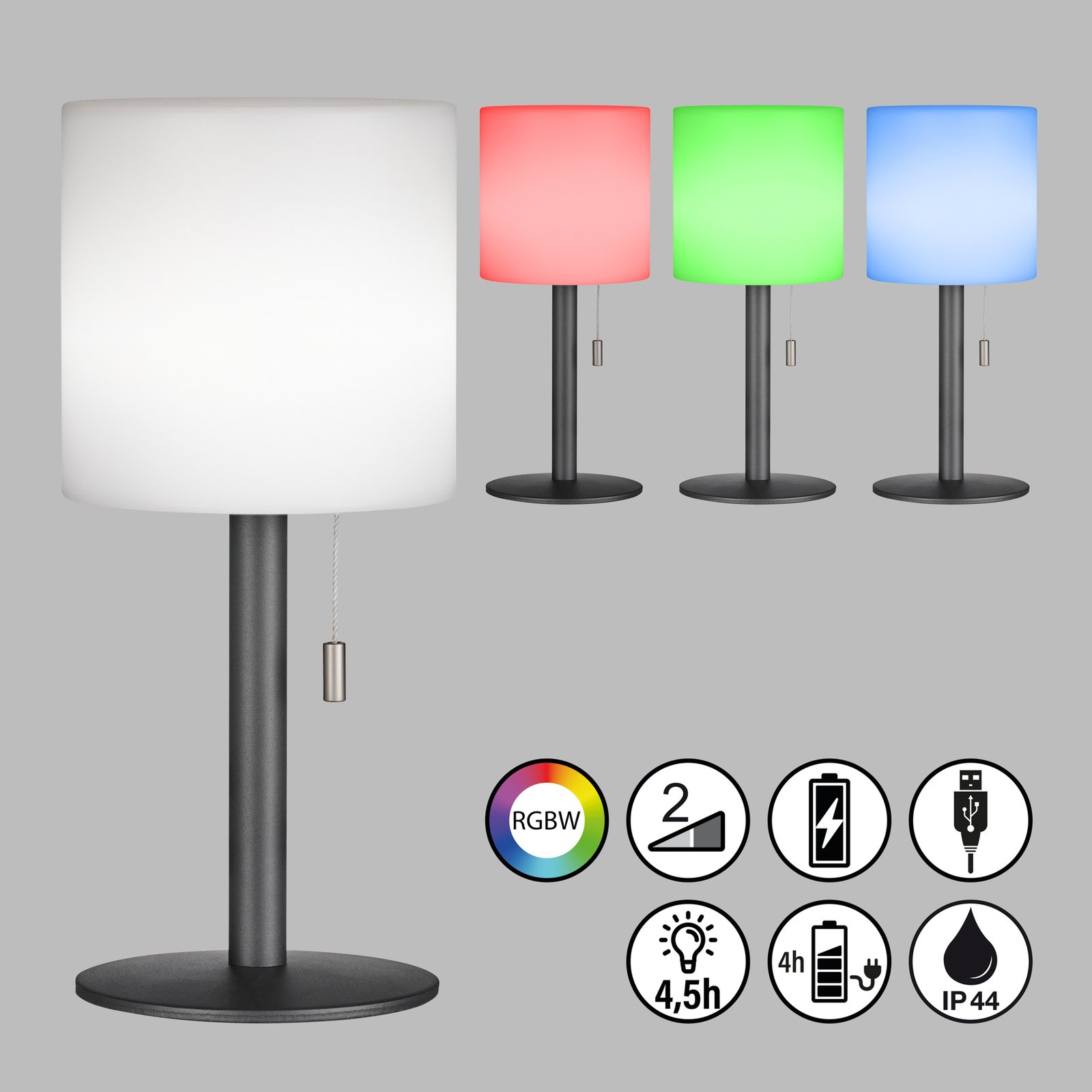Lesina LED battery table lamp with a pull switch