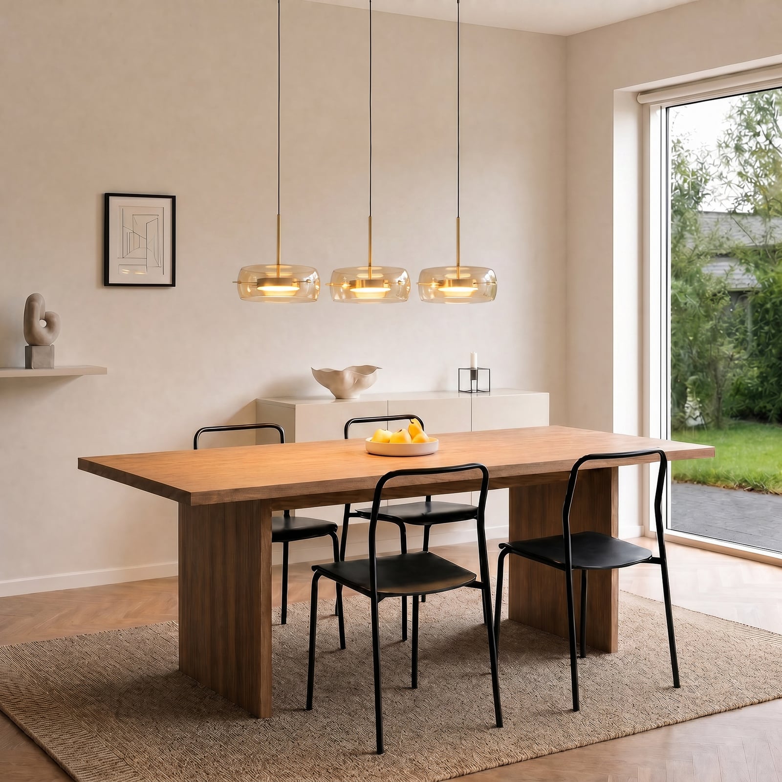 Lucande Lampada a sospensione LED Martis, ambra, a 3 luci, dimmerabile Lucande Lampada a sospensione LED Martis, ambra, a 3 luci, dimmerabile