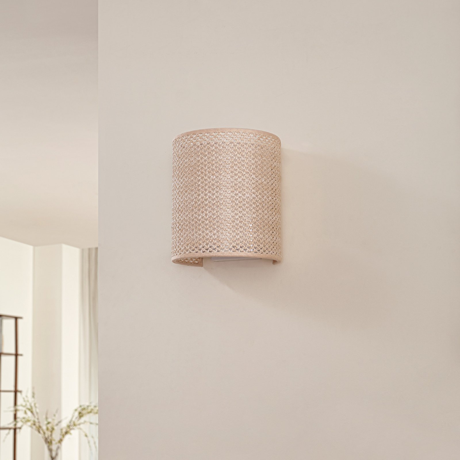 Lindby Wandleuchte Soula, 20 cm, beige, Kunststoff, E27