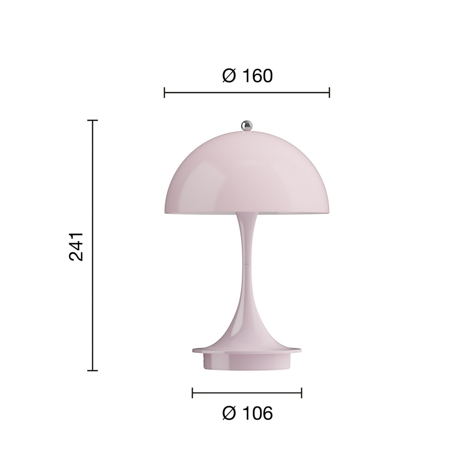 Panthella 160 Portable Table Lamp V3 Opal Pale Rose - Louis Poulsen