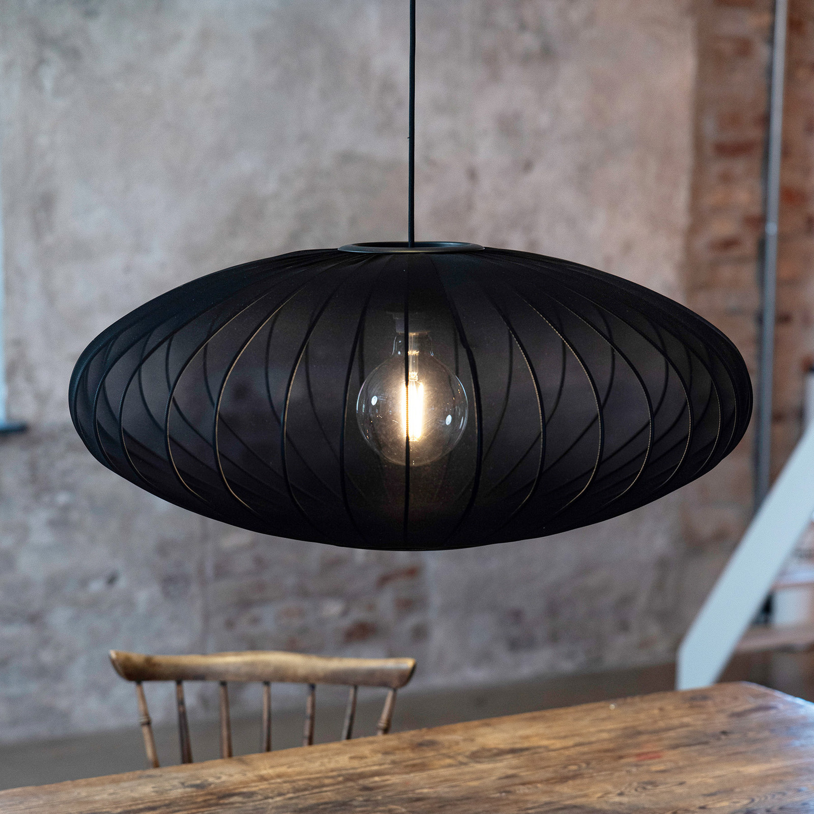 Markslöjd Lampă suspendată Florence Ø 75 cm negru nailon - Camera de zi / sufragerie - Scandinavă - Țesătură / Textil