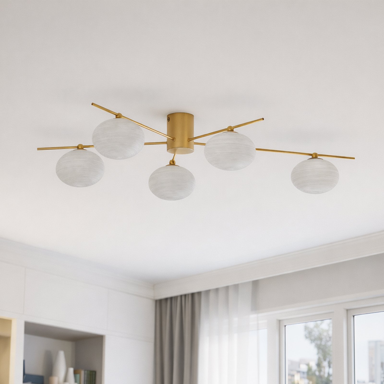 Lindby Valisa plafoniera, oro, a 5 luci