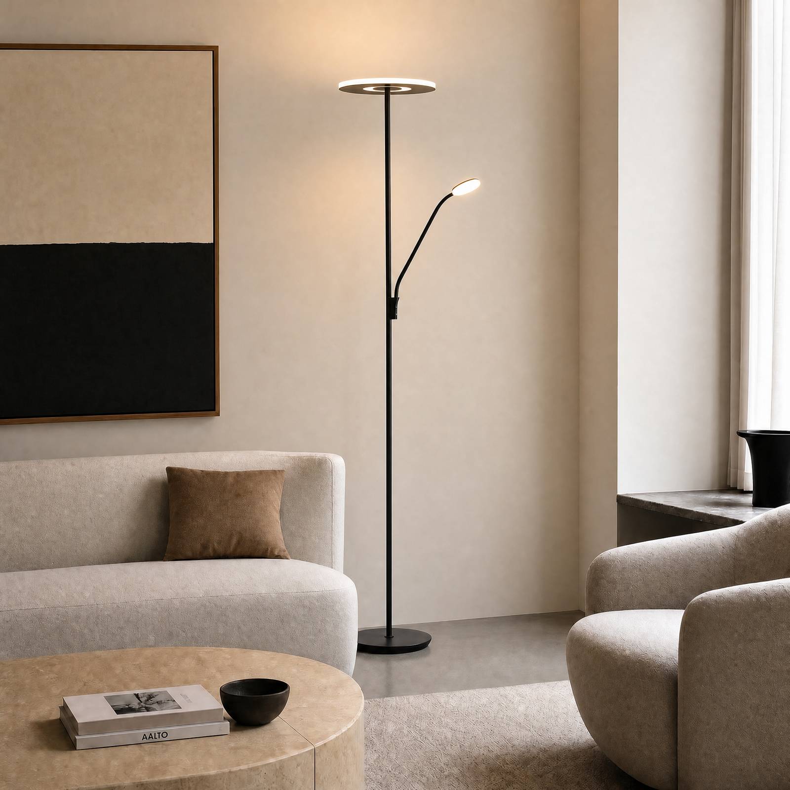 Lucande Raymond Led Floor Lamp, Black, Cct, Reading Light