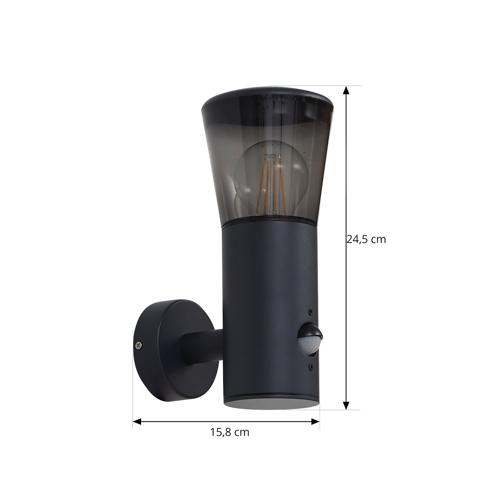 Heulo Ao ar livre Candeeiro de Parede Ø10,5 w/Sensor Fumo Cinzento - Lindby