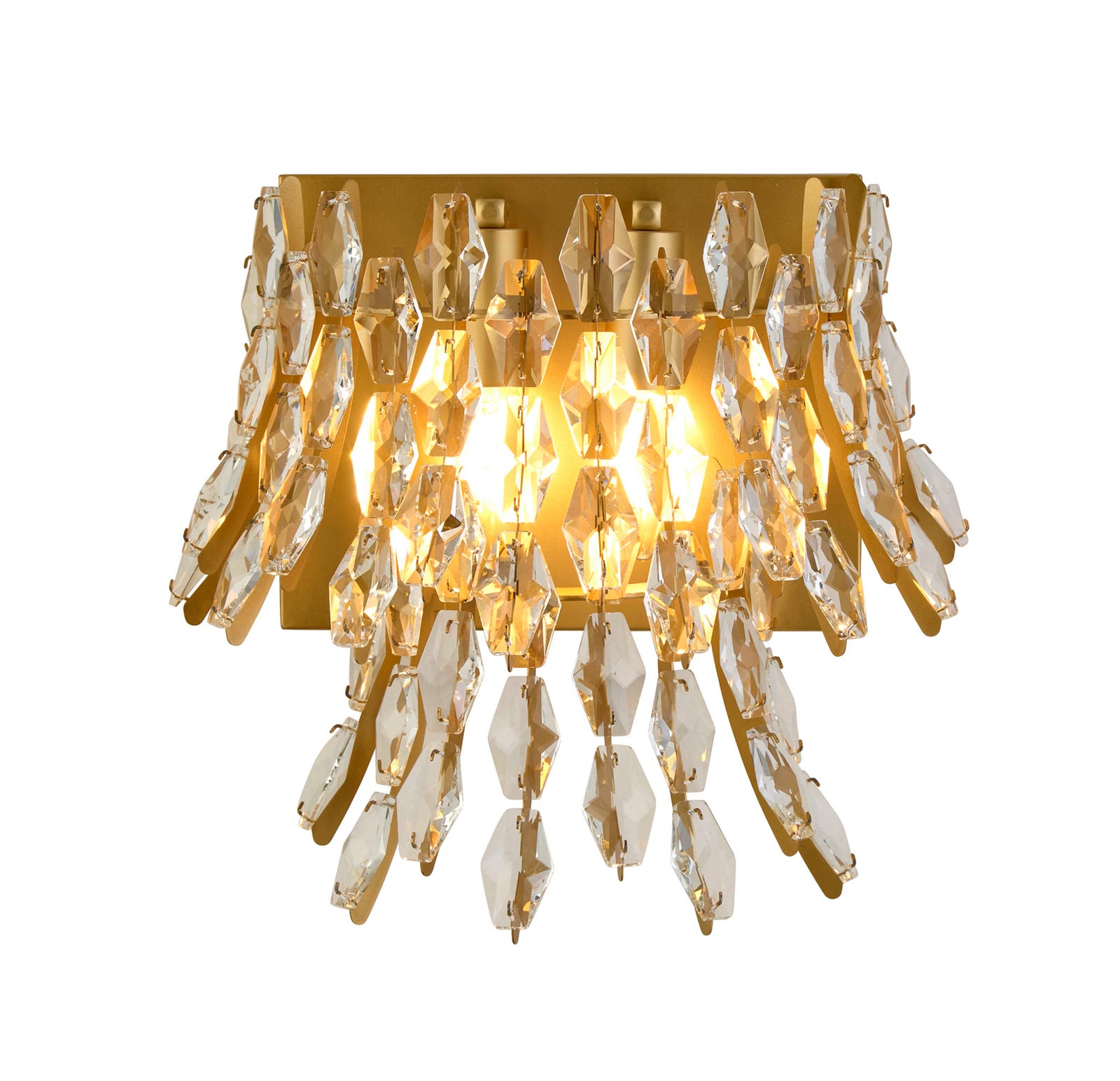 Wandleuchte Monarch, goldfarben/klar, Glas, Metall, E14