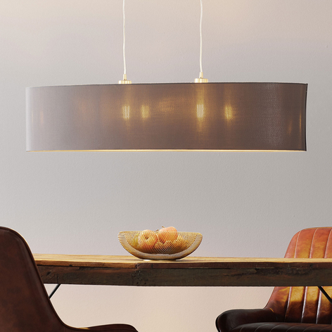 Stoffen hanglamp Maserlo, ovaal, cappuccino 100 cm
