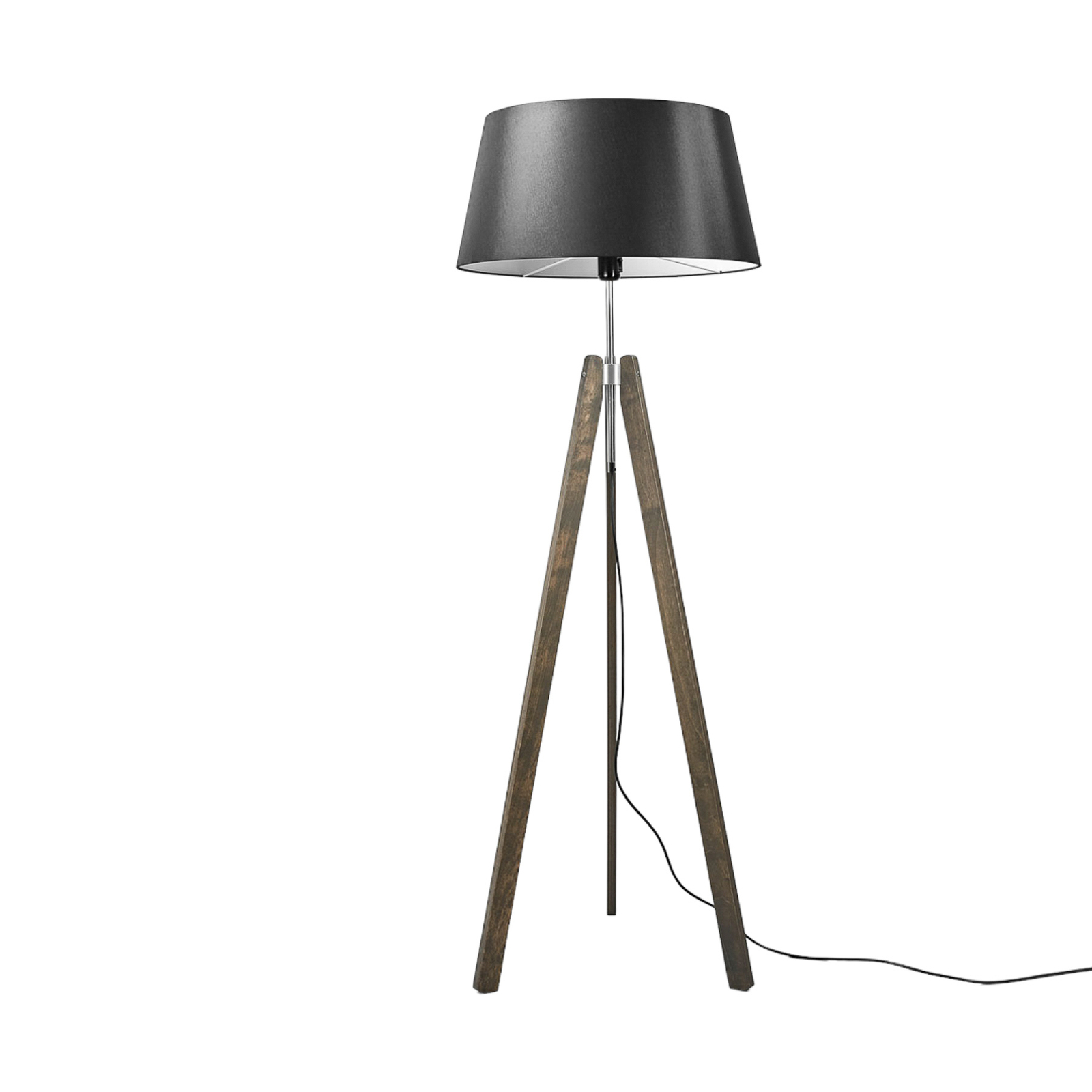 Quitani Thea floor lamp, grey wood, black lampshade