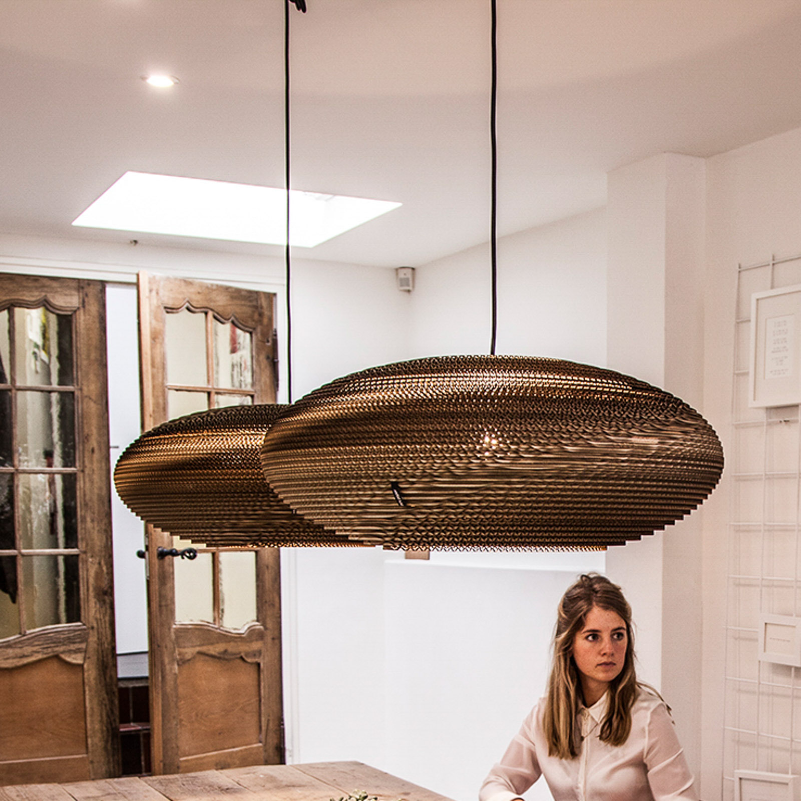 Think Paper Jazzy hanging light with cardboard shade