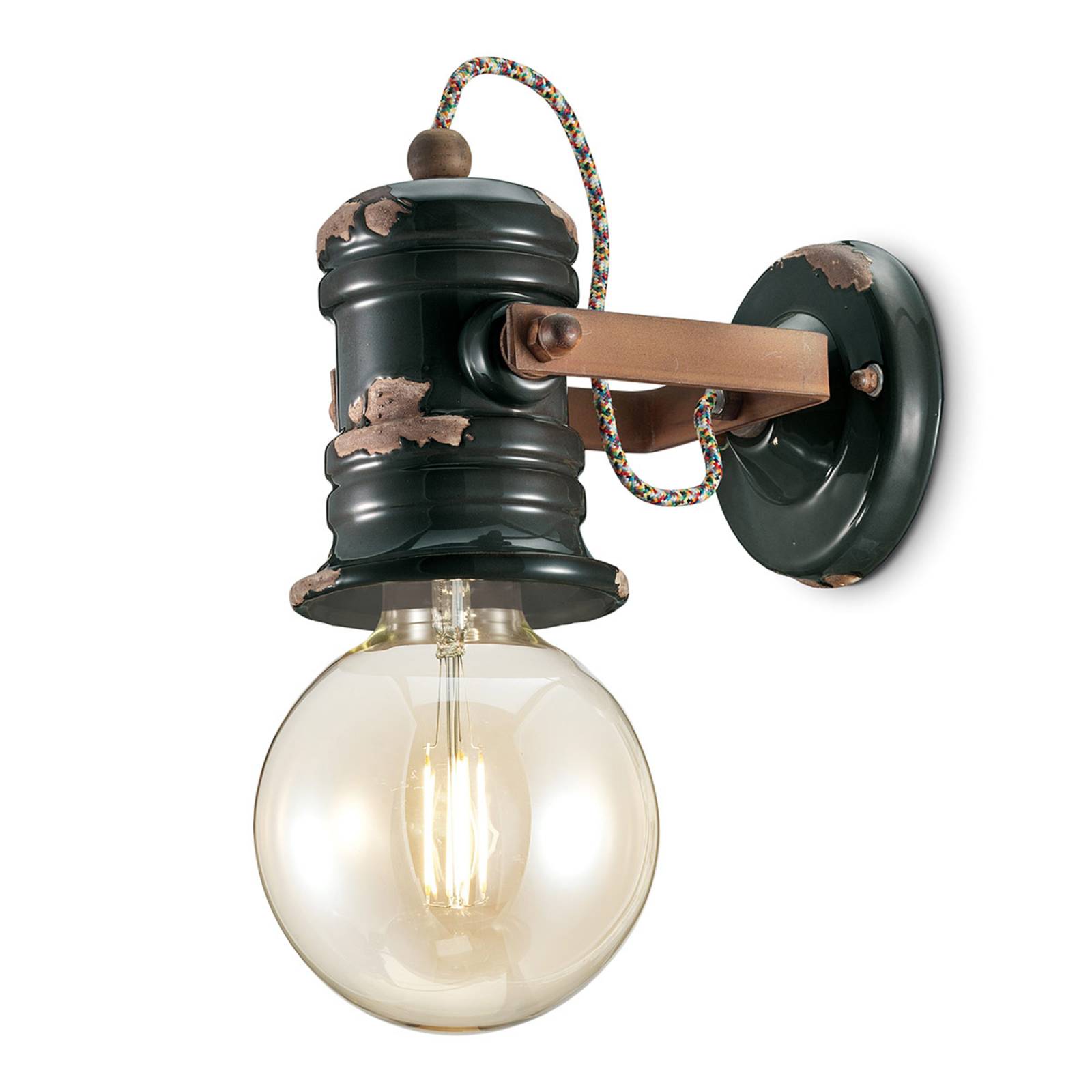 Ferroluce Vegglampe C1843 i vintagedesign svart