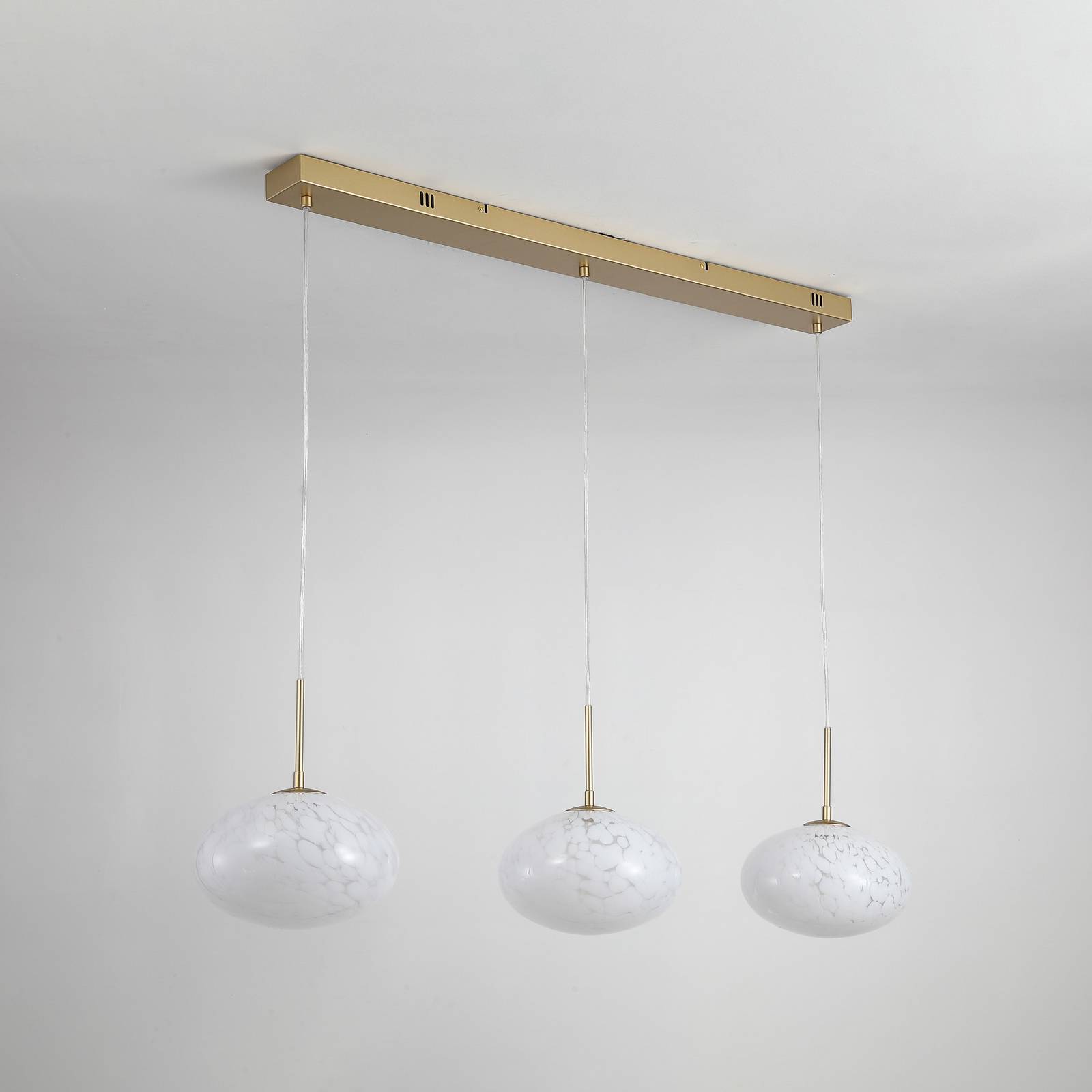 Lampa wisząca LED Confetti, długość 115 cm, kolor złoty/biały, szkło