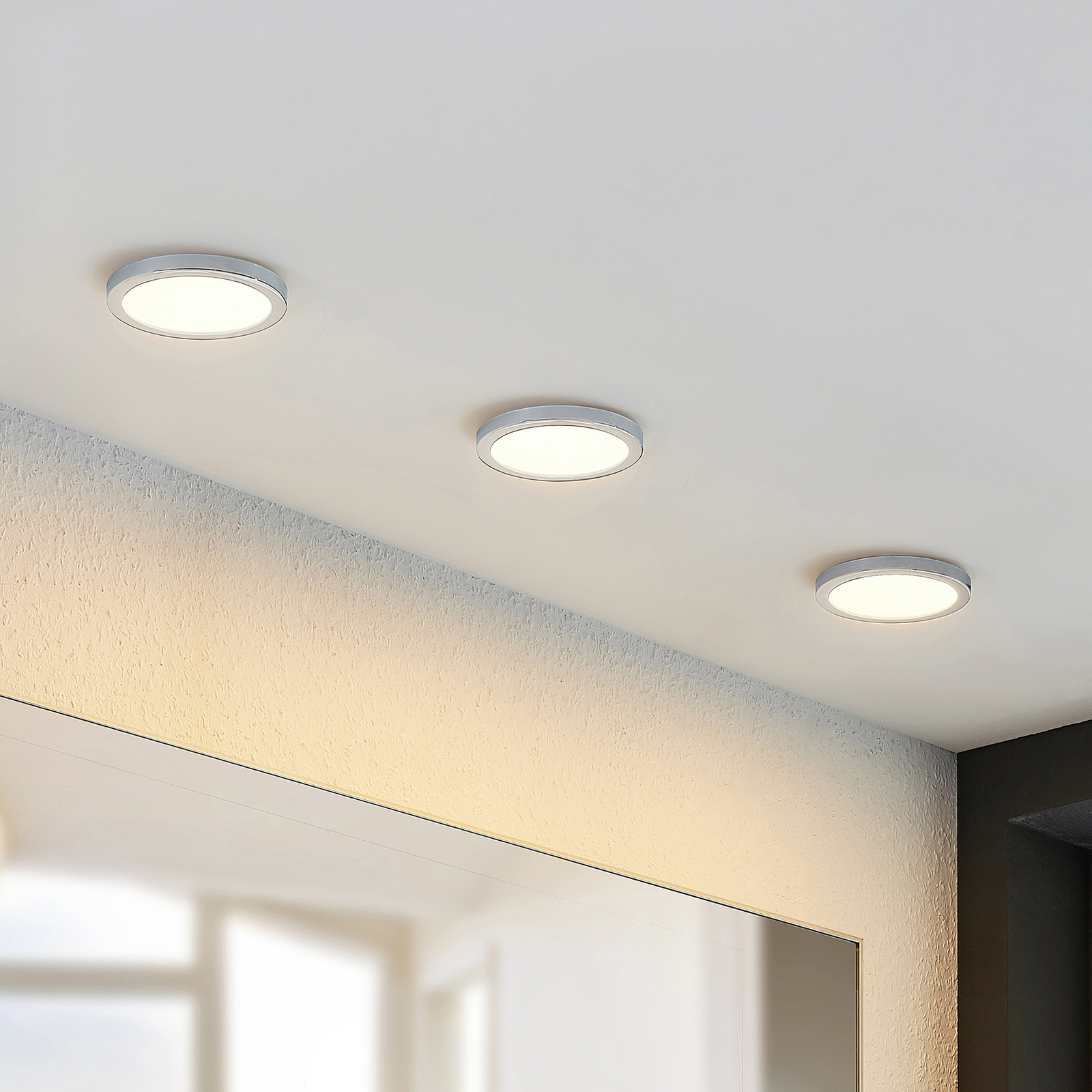 Lindby Skrolla LED podhledové světlo, IP44, 3 kusy