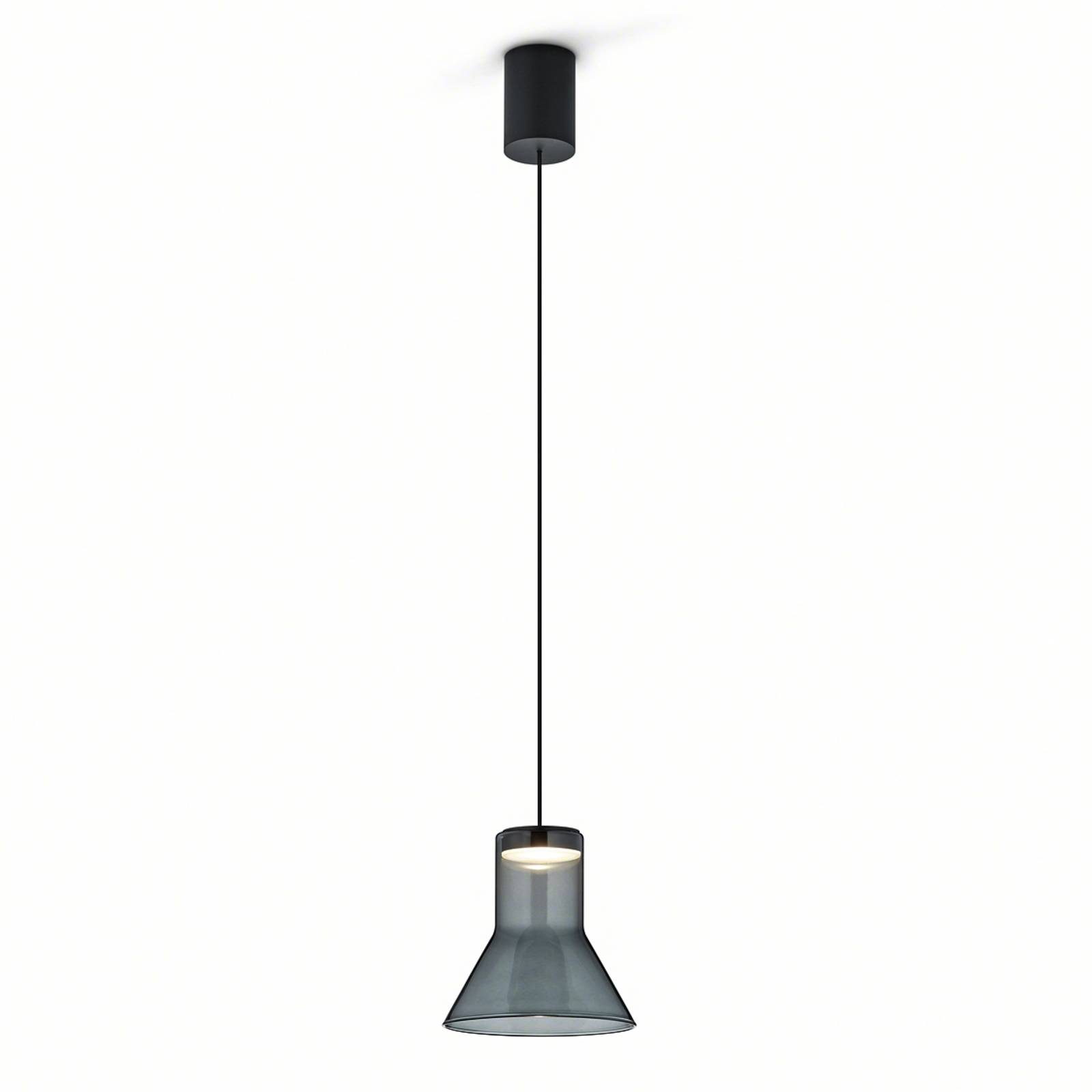 Helestra Fou LED-Hängeleuchte Rauchglas 13x13,5cm