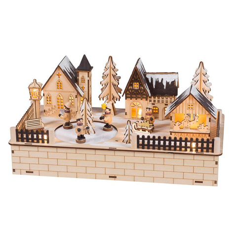 Weihnachtsdorf - LED-Schwibbogen drehbare Figuren